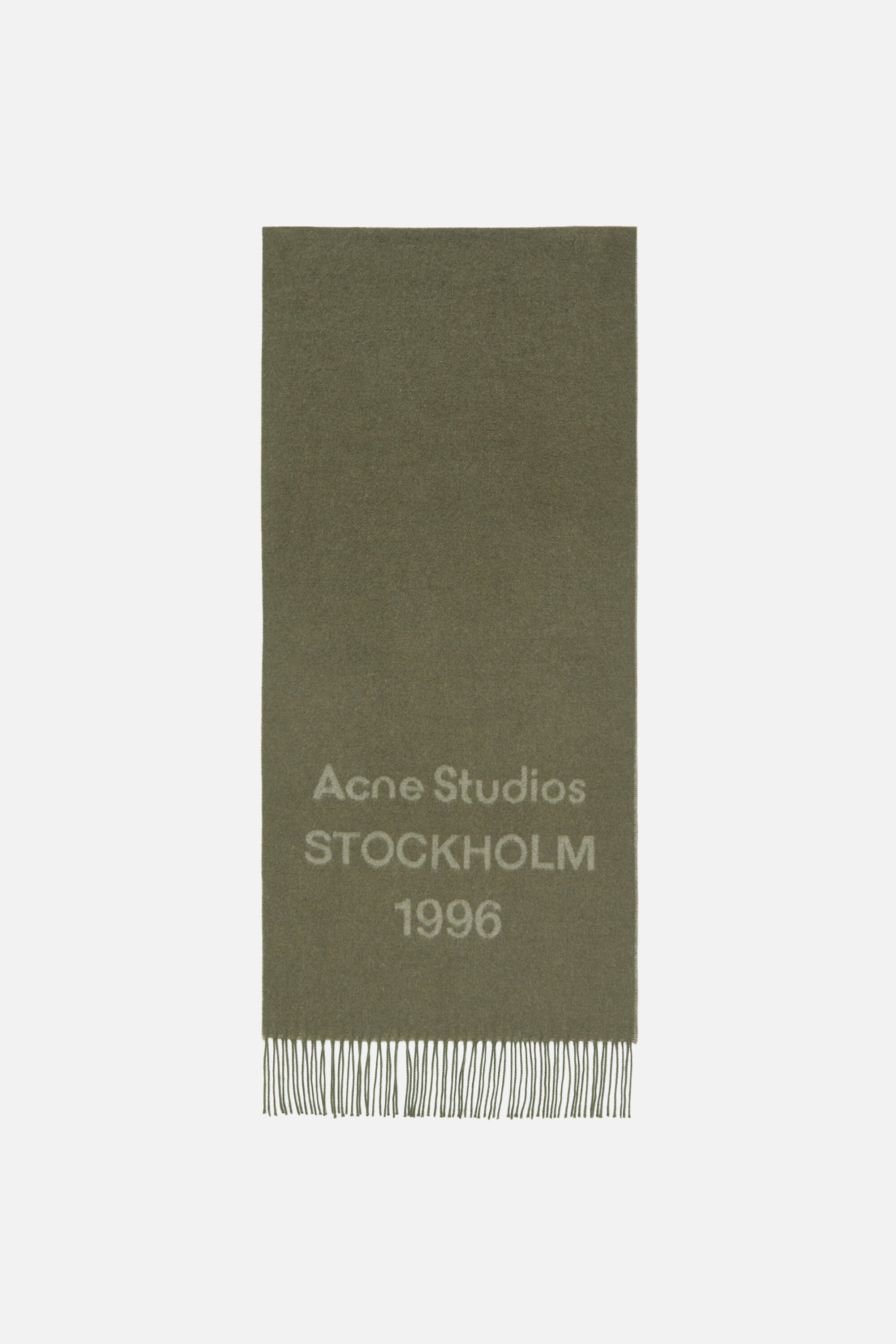 Acne Studios - Logo scarf - Wide - Olive green