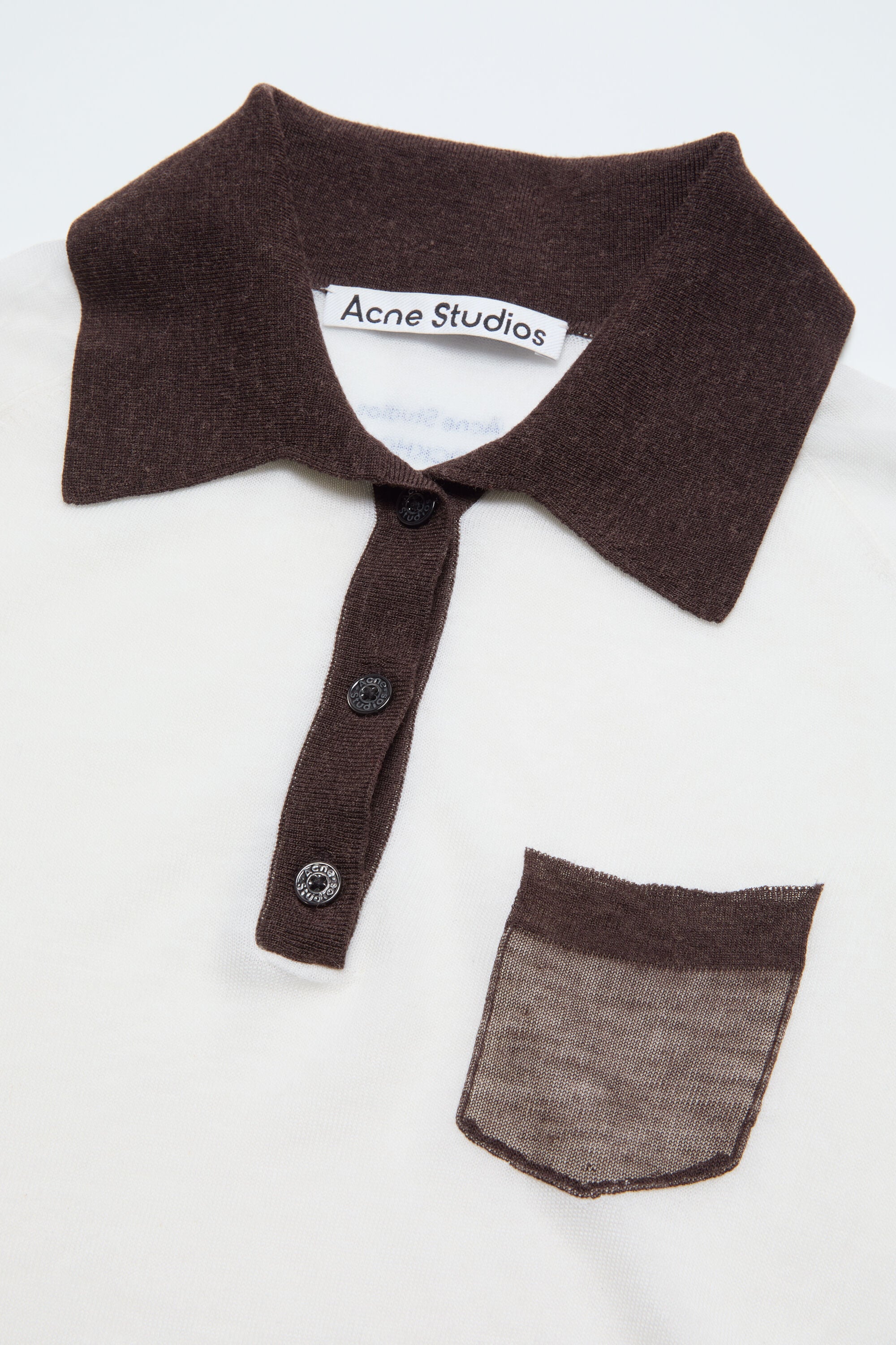 Acne Studios - Sheer polo knit - White/brown