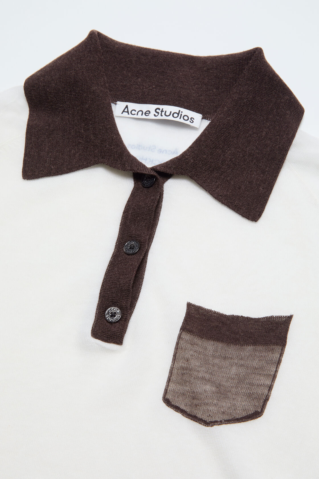 Sheer polo knit, White/brown, 2000x