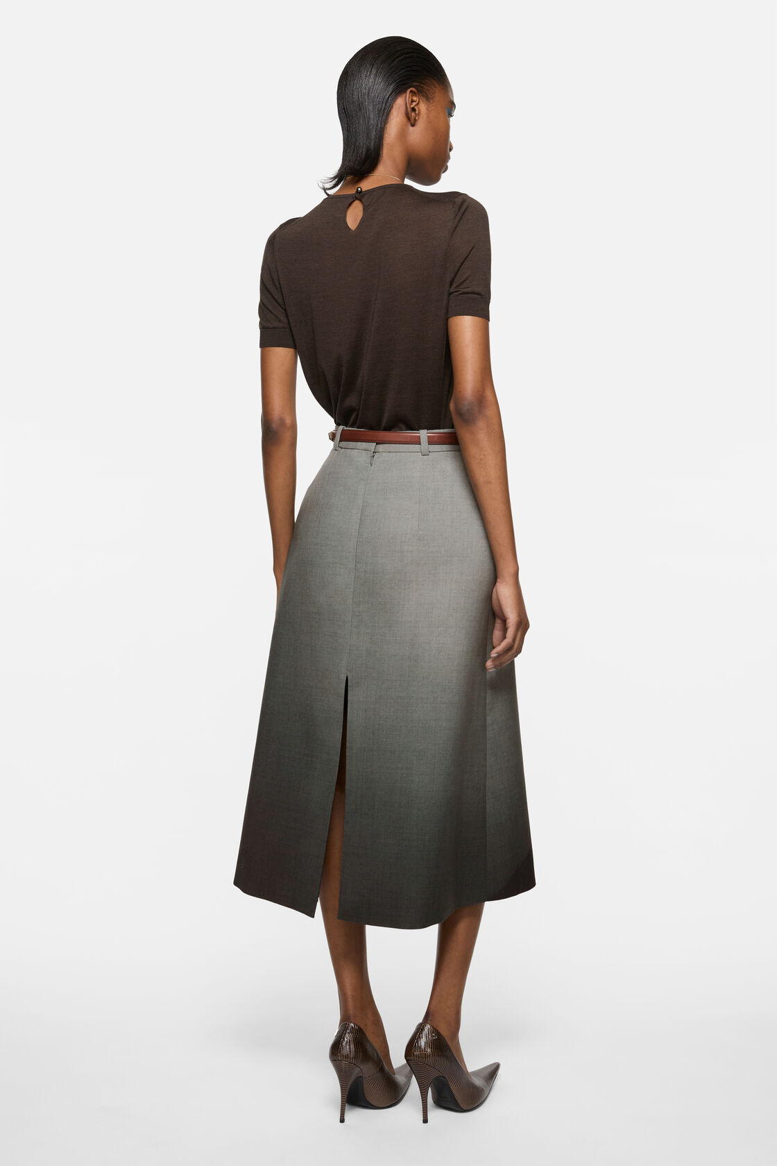 Printed wool skirt, Black/white, 2000x