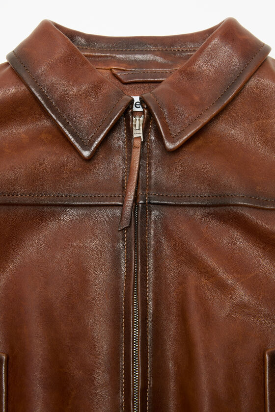 Acne Studios - レザーボンバージャケット - タバコブラウン