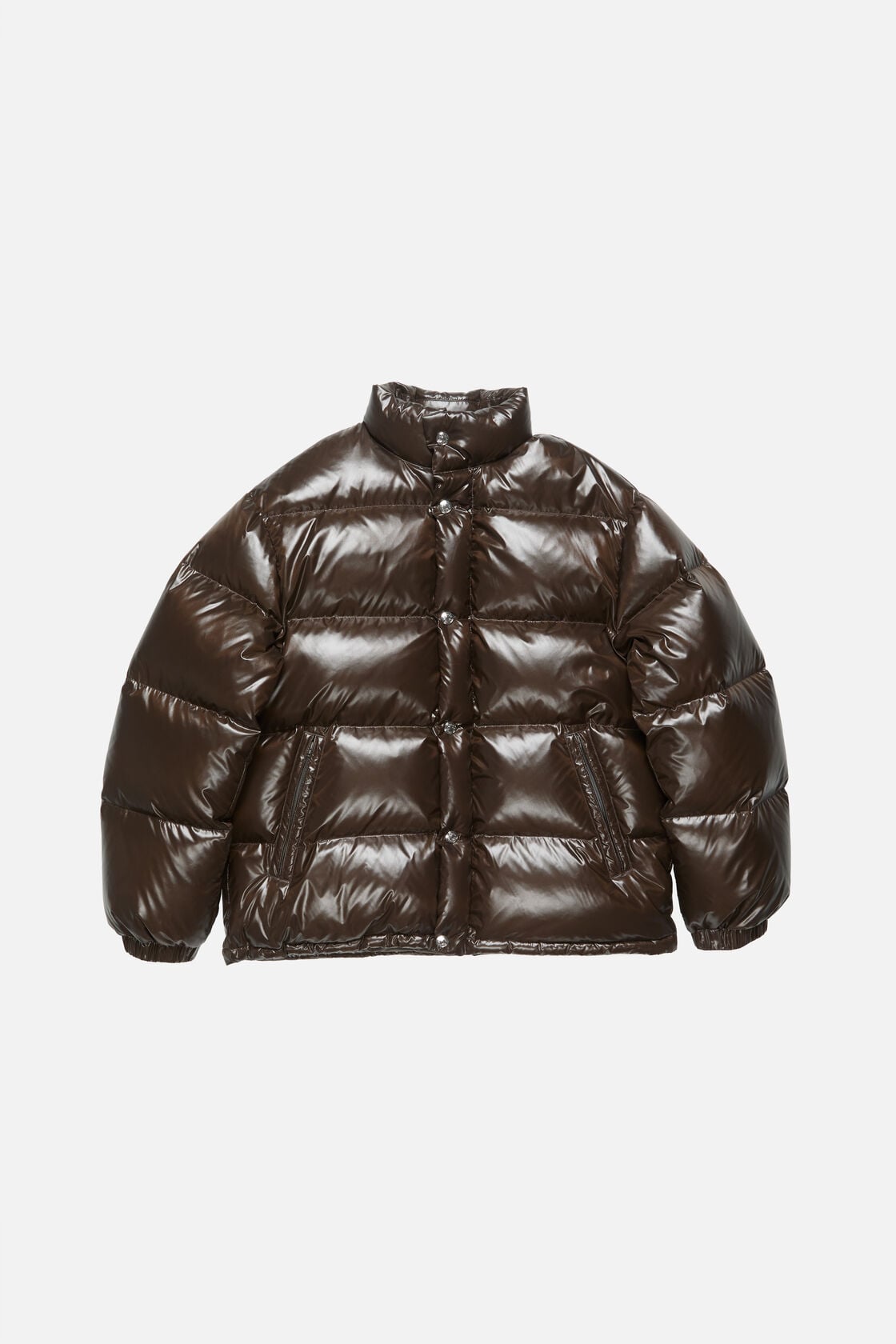 Shiny Quilted Down Jacket, Brown, 2000x