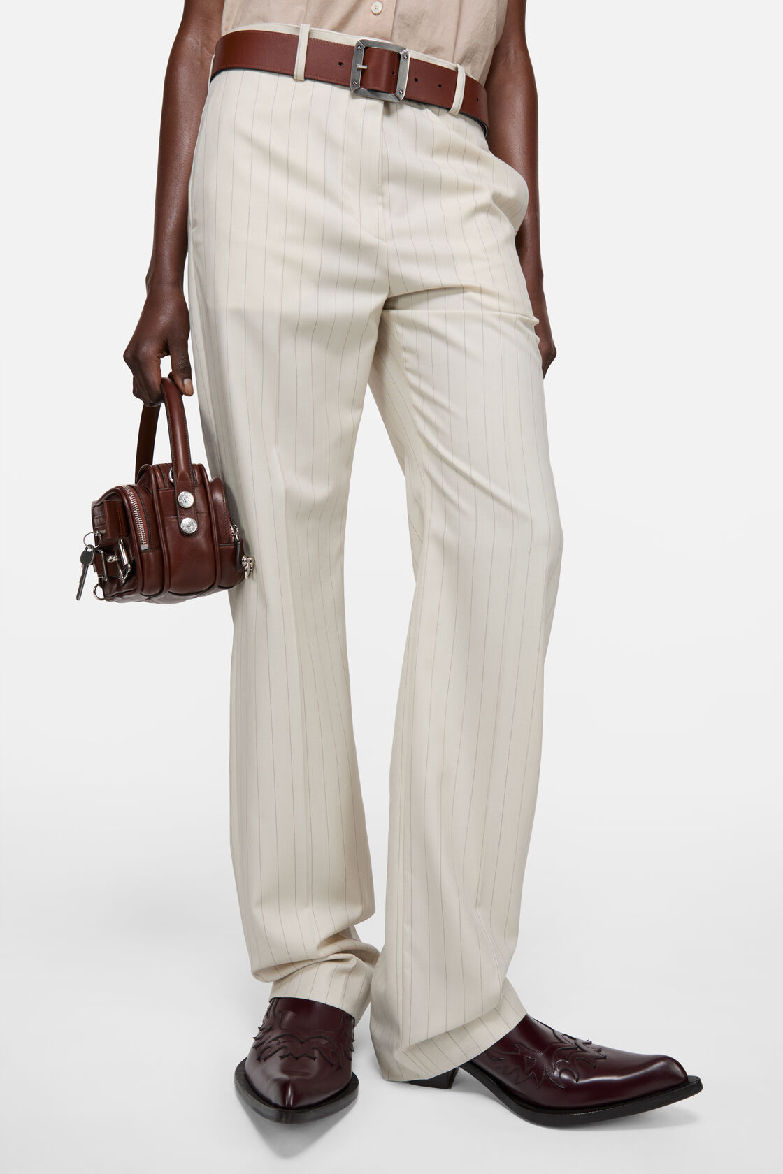 Wool pinstripe trousers, Cream beige, 2000x