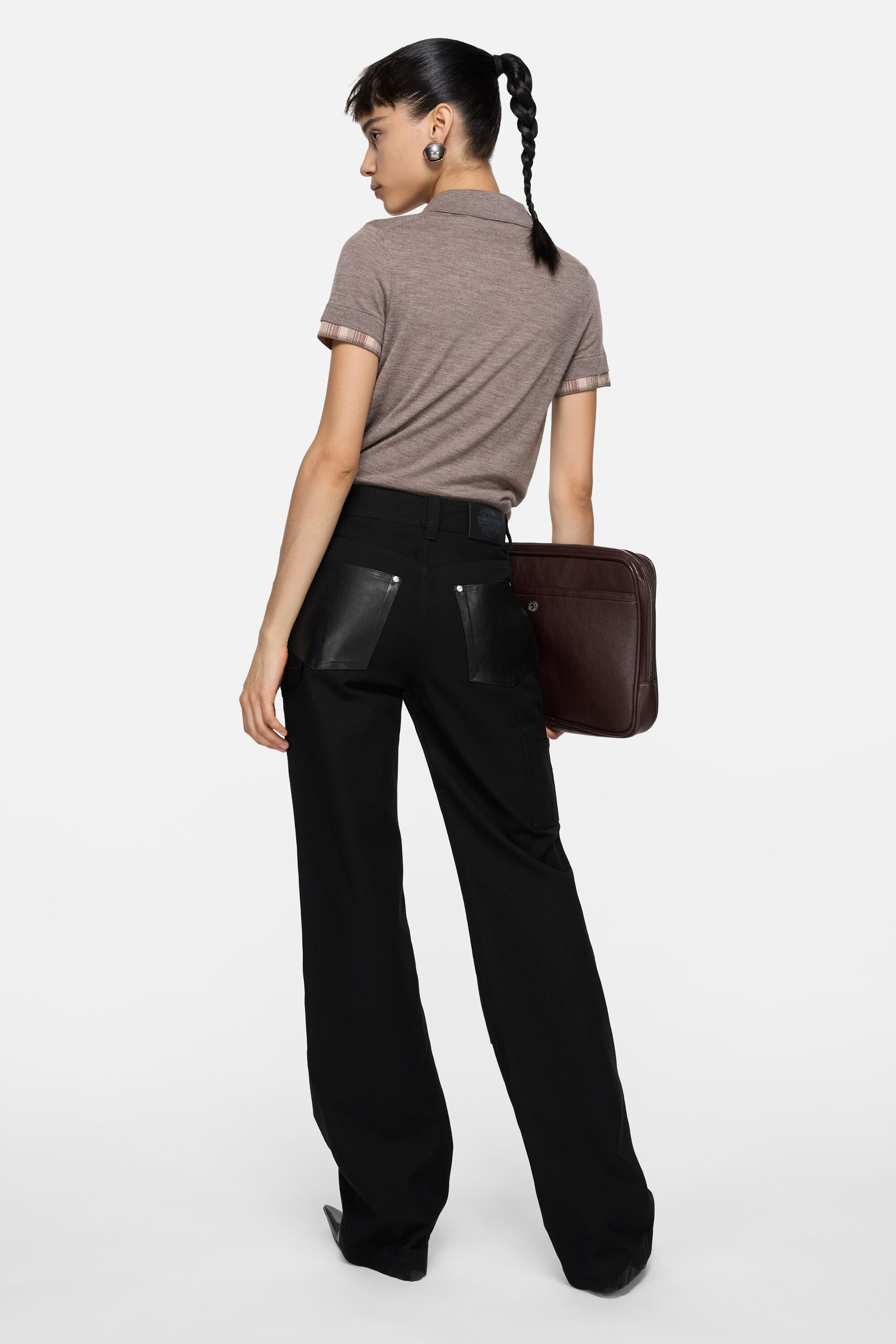 Acne Studios - レザーパッチ付きデニムトラウザーズ - ブラック