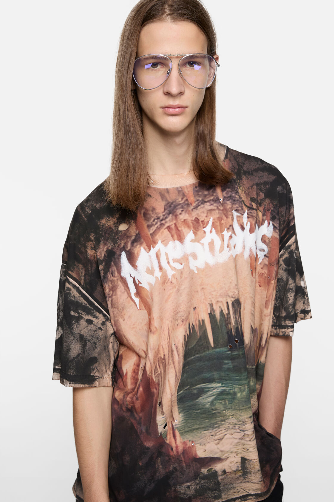 水钻徽标 T 恤, 黑色/锈棕色, 2000x