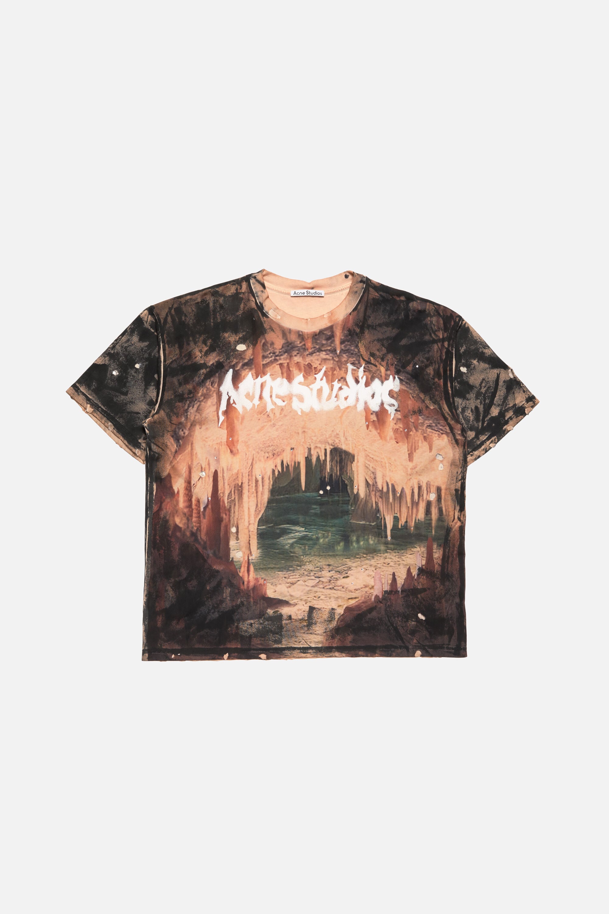 Acne Studios - Logo t-shirt with rhinestones - Black/rust brown