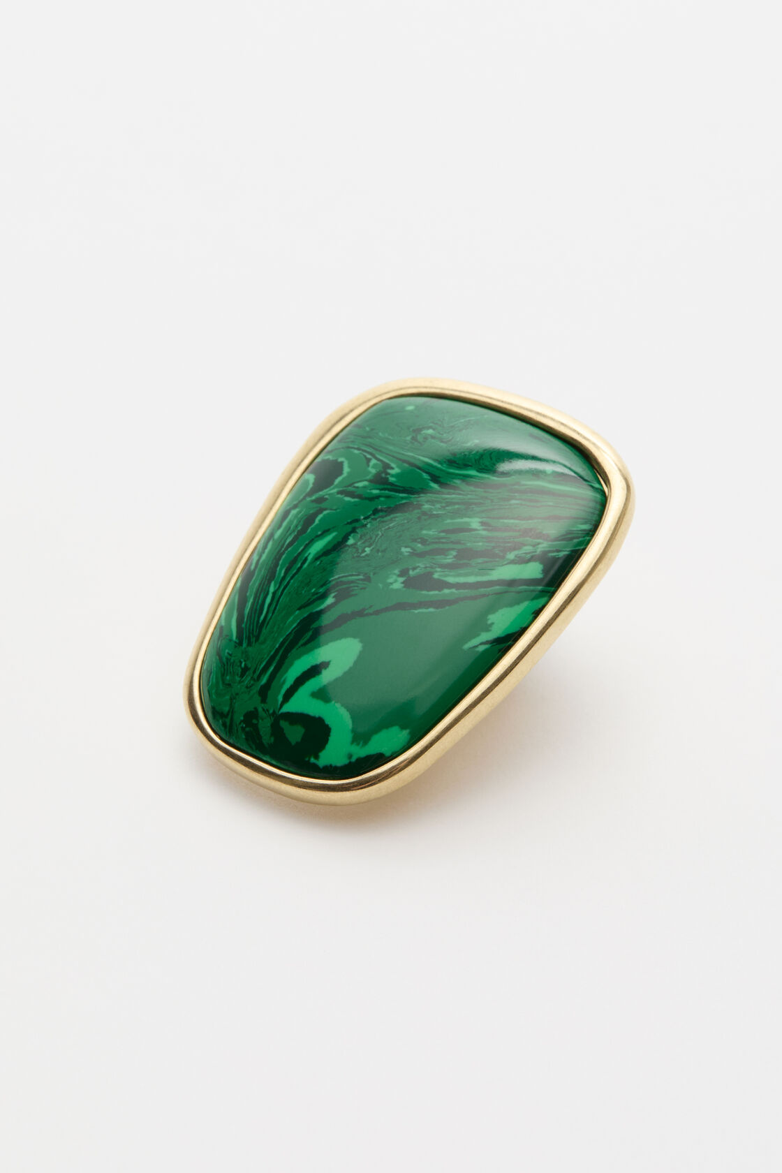 Stone plate earrings, Semi matt gold/green, 2000x