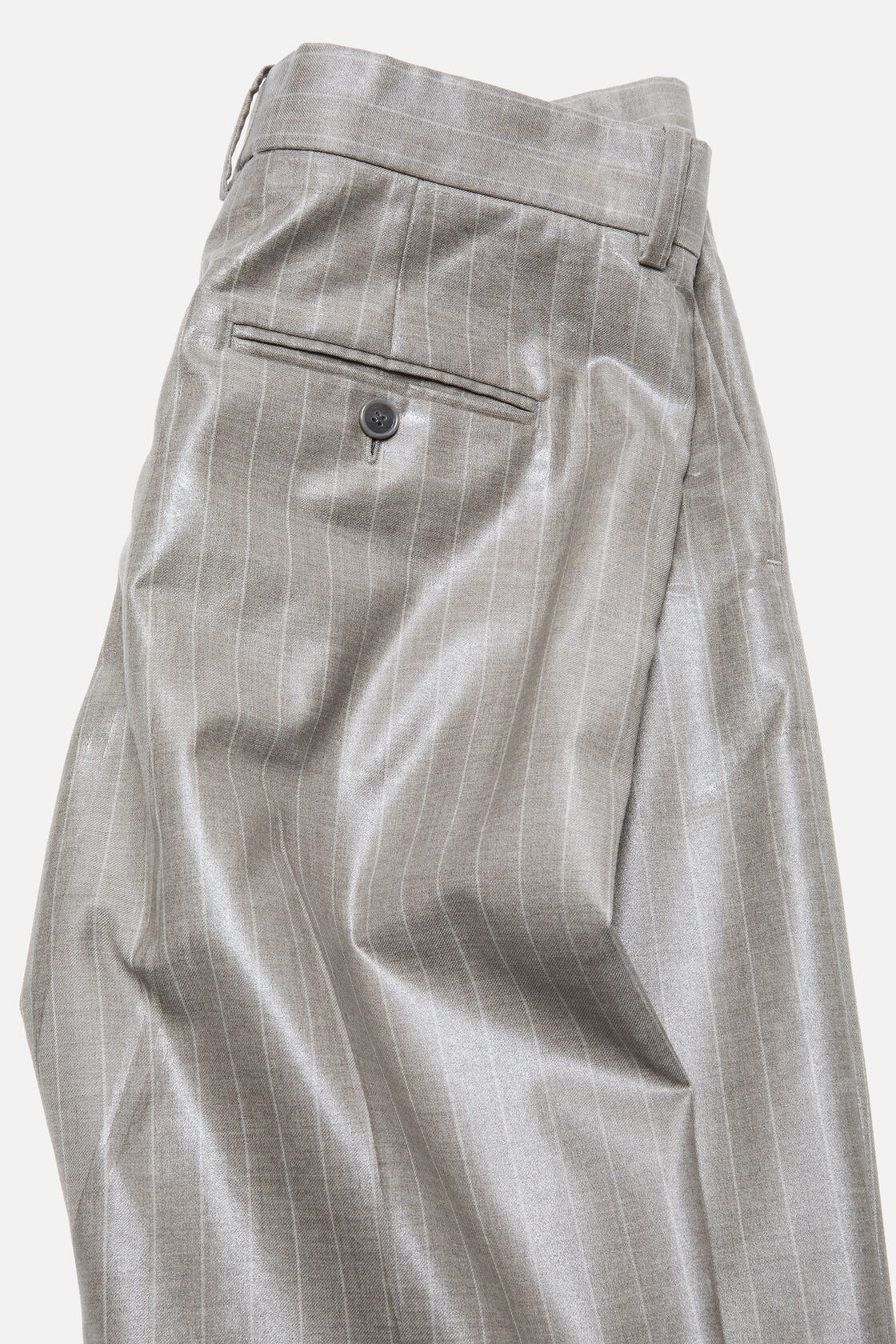 Coated pinstripe trousers, Warm Grey, 2000x