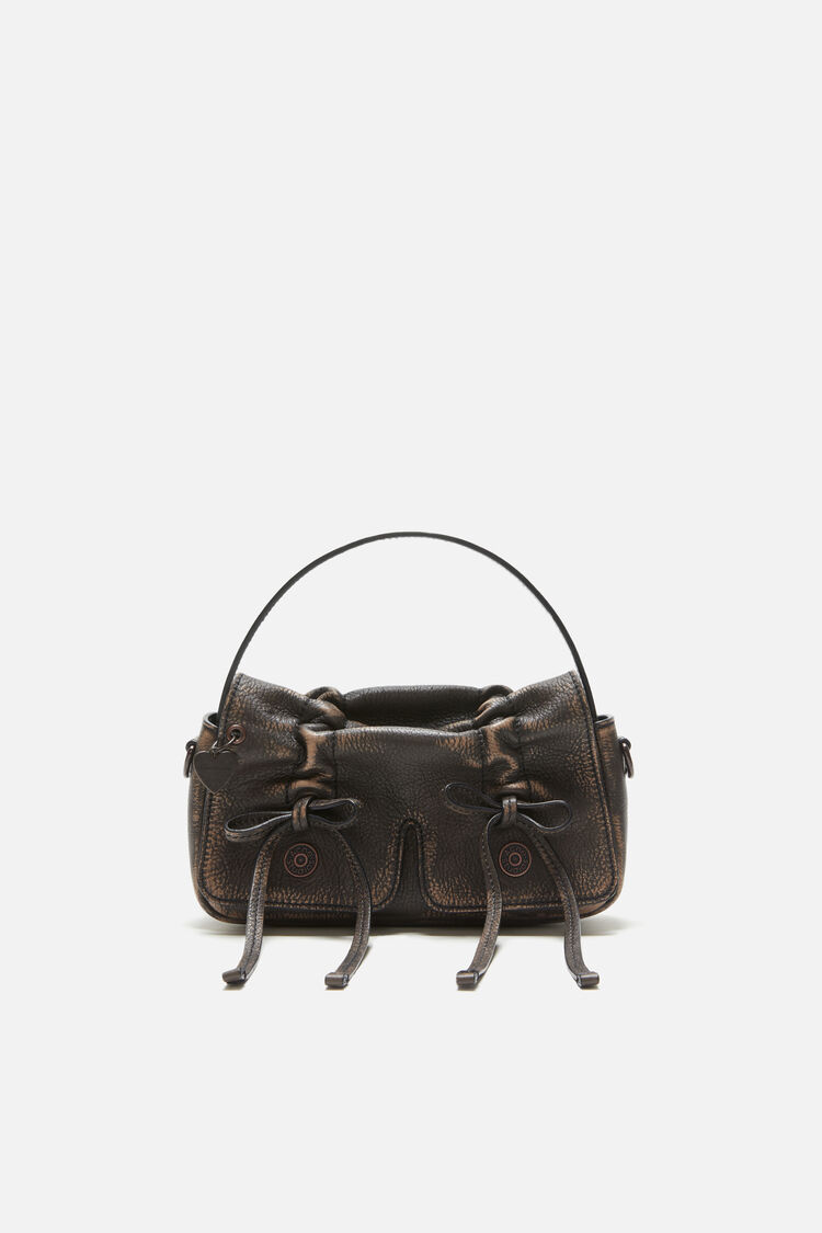 Multipocket Micro Crossbody Vintage, Dark brown/beige