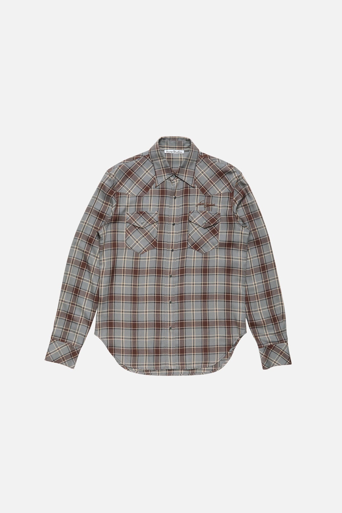 Flannel check button-up shirt, Multi grey, 2000x
