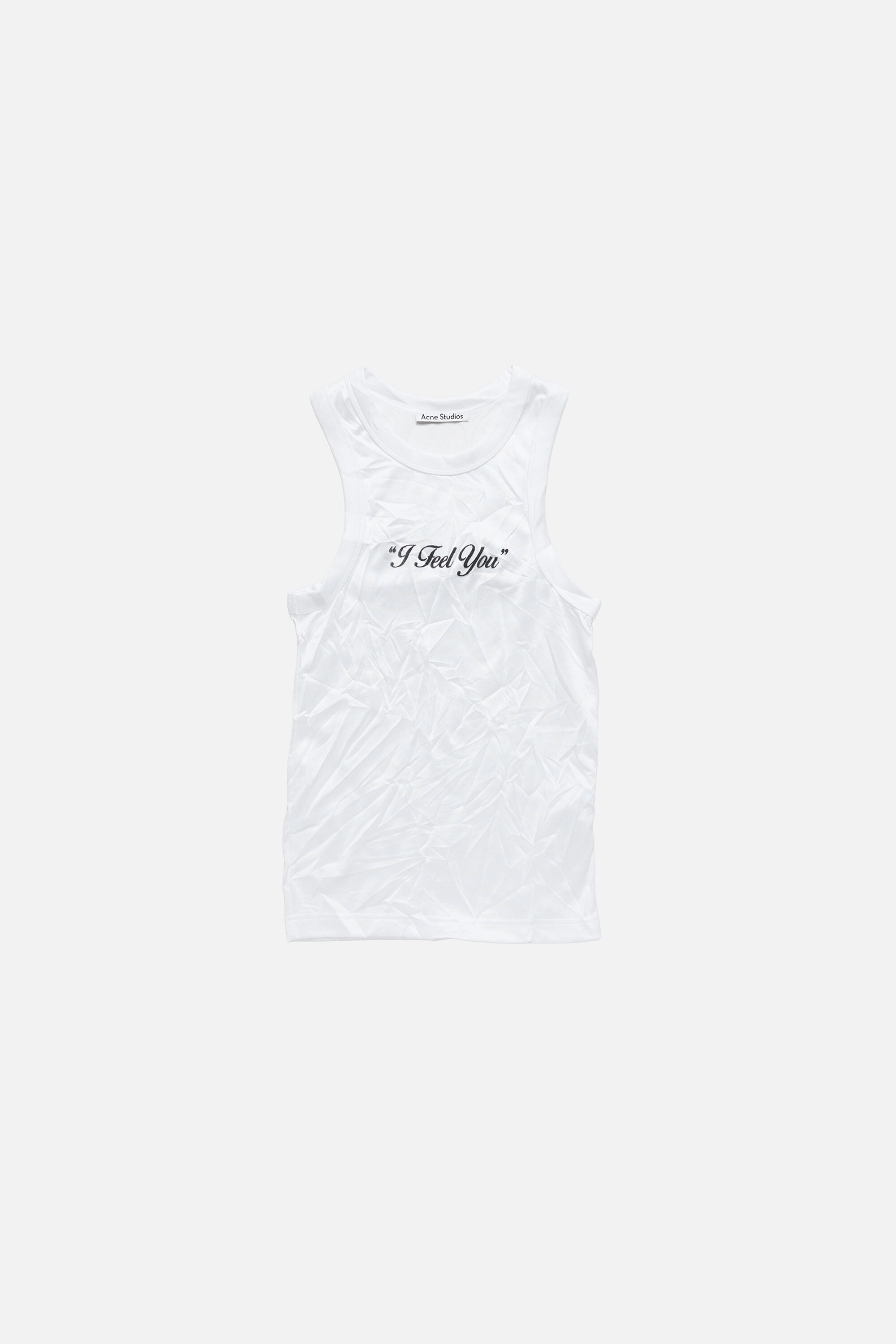 WET プリント ホワイト タンクトップ Acne Studios - シワ加工プリントタンクトップ - ホワイト