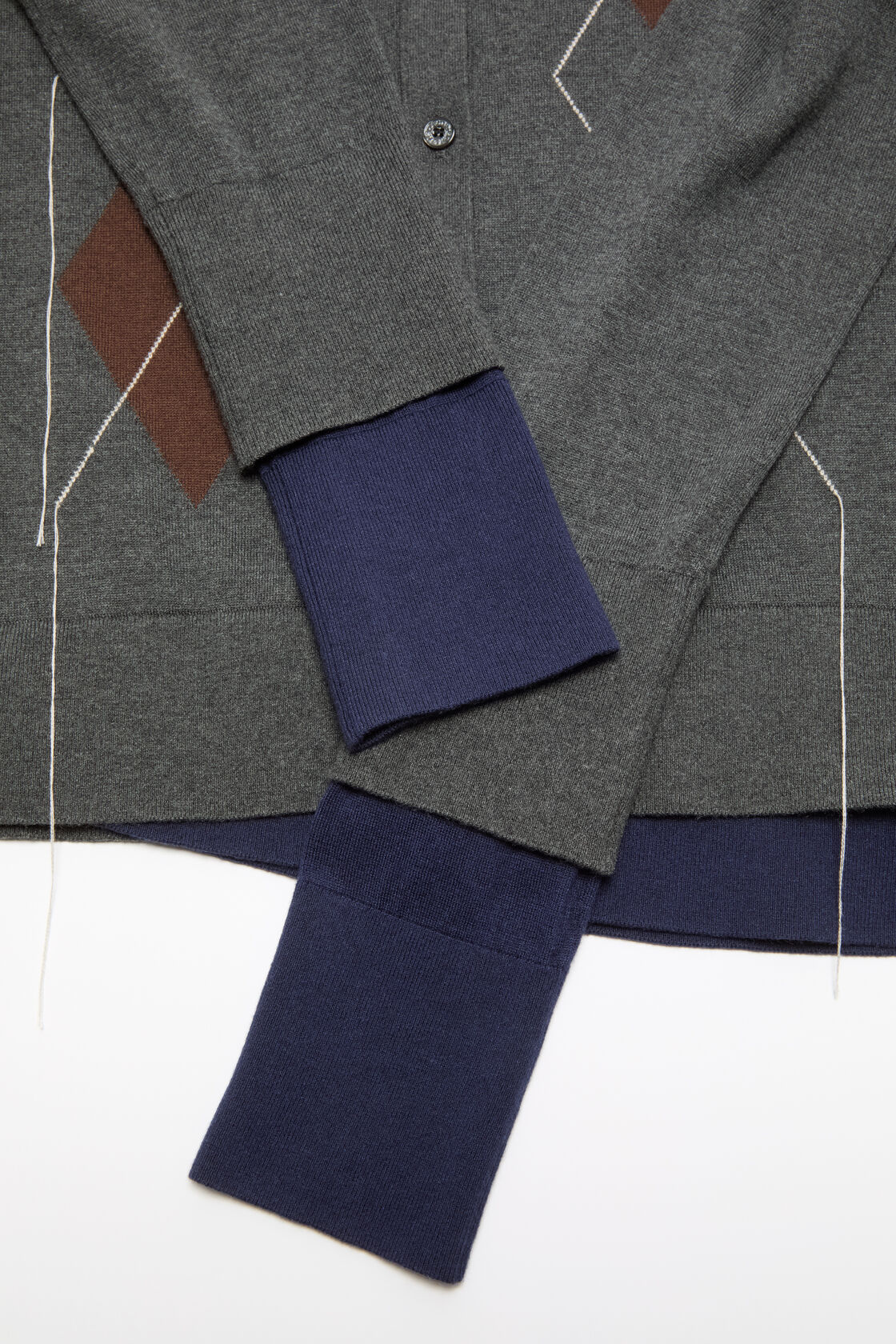 Double-layered cardigan, Dark grey/multi, 2000x