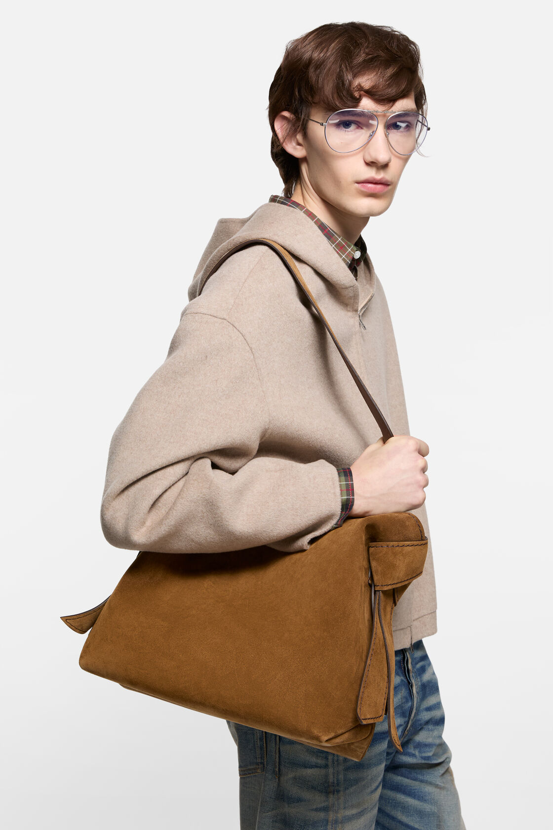 Musubi Midi-Tasche aus Wildleder, Cognacbraun, 2000x
