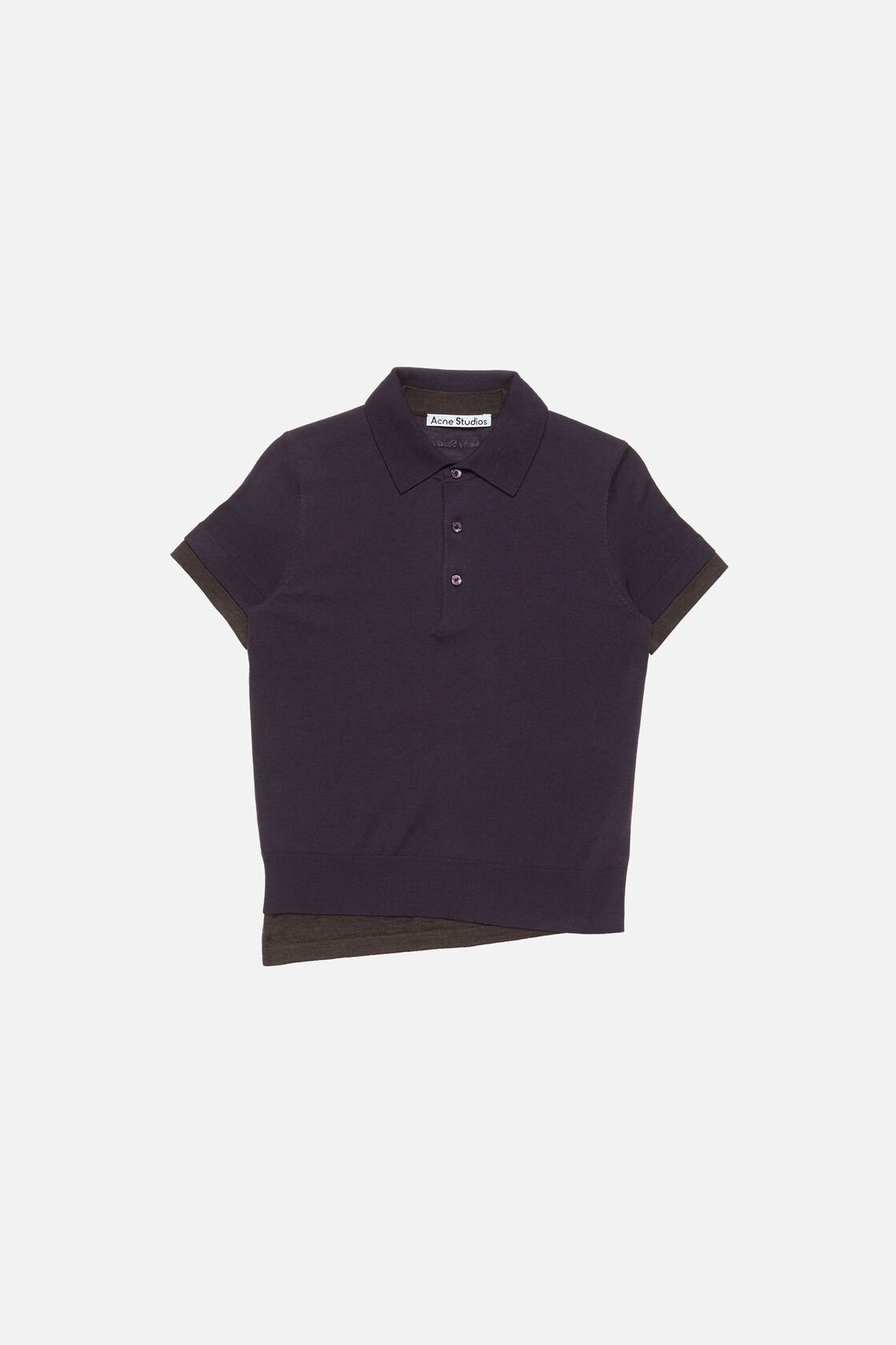 Layered knit polo, Purple/brown, 2000x