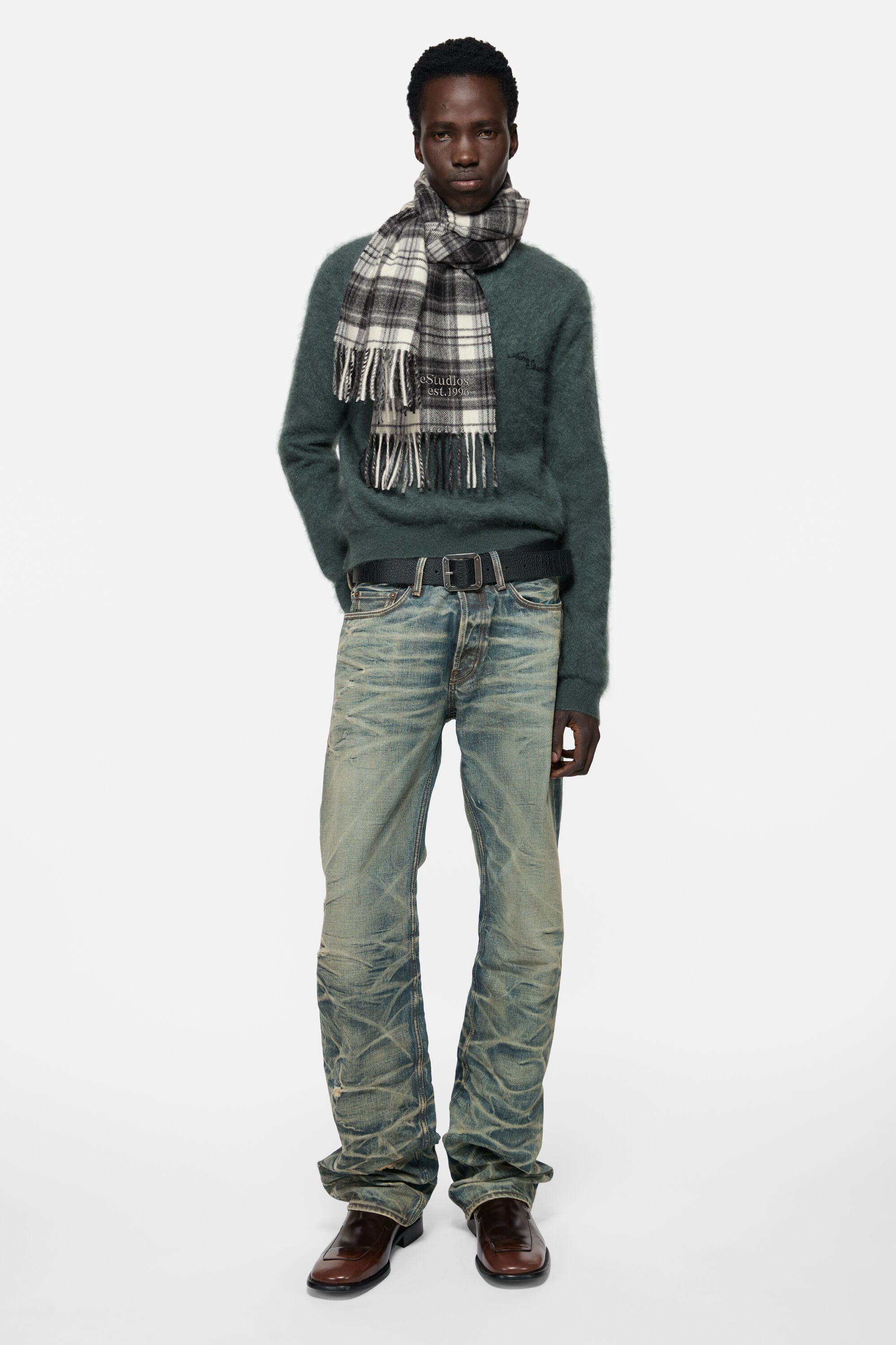 Acne Studios - カシミヤスカーフ - ブラック/ホワイト