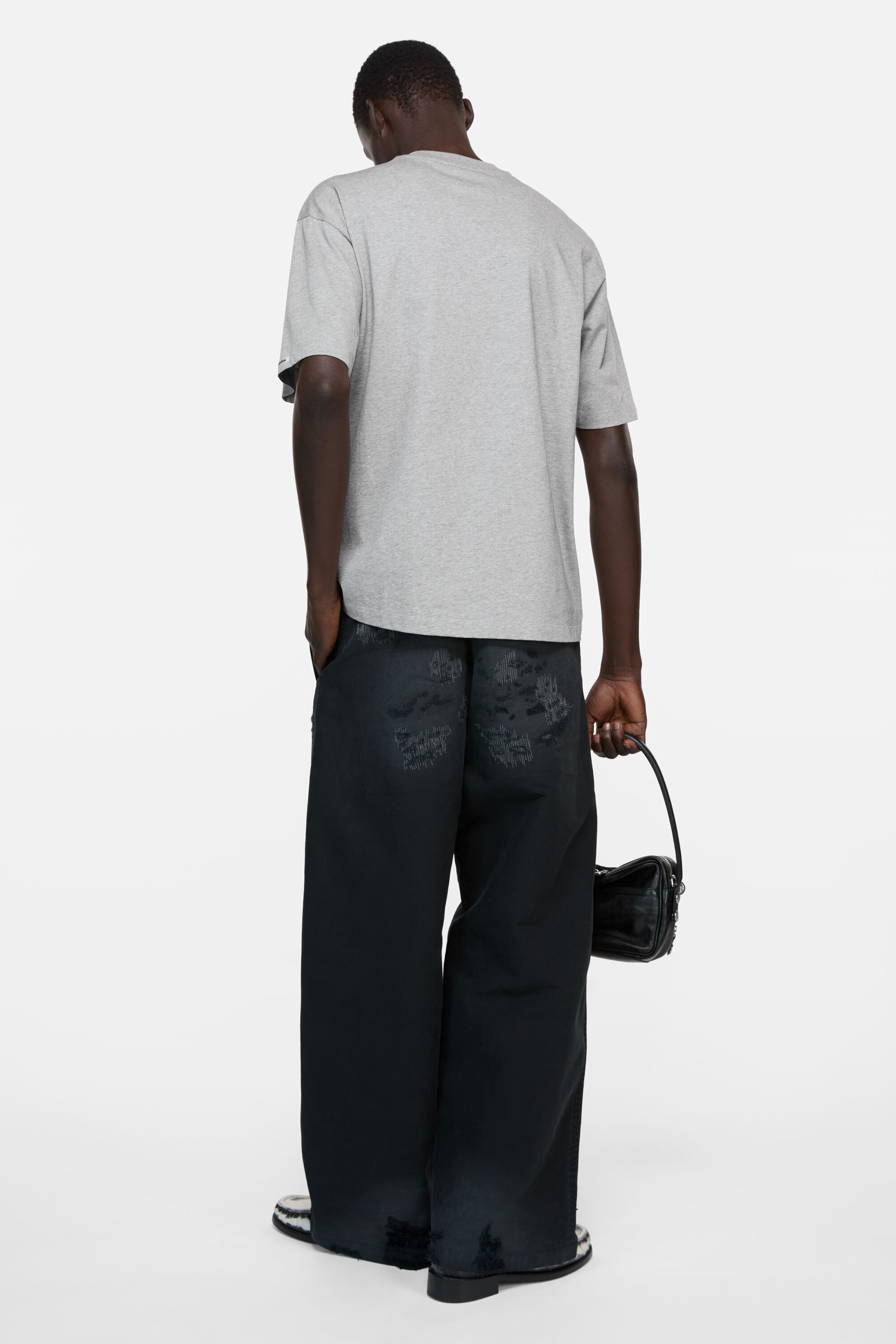 Acne Studios - サテンロゴTシャツ - リラックスフィット - グレーメランジ