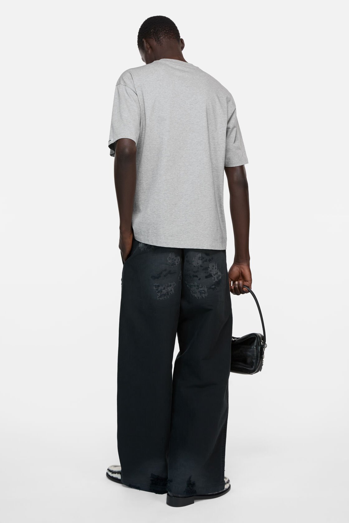 サテンロゴTシャツ - リラックス, グレーメランジ, 2000x