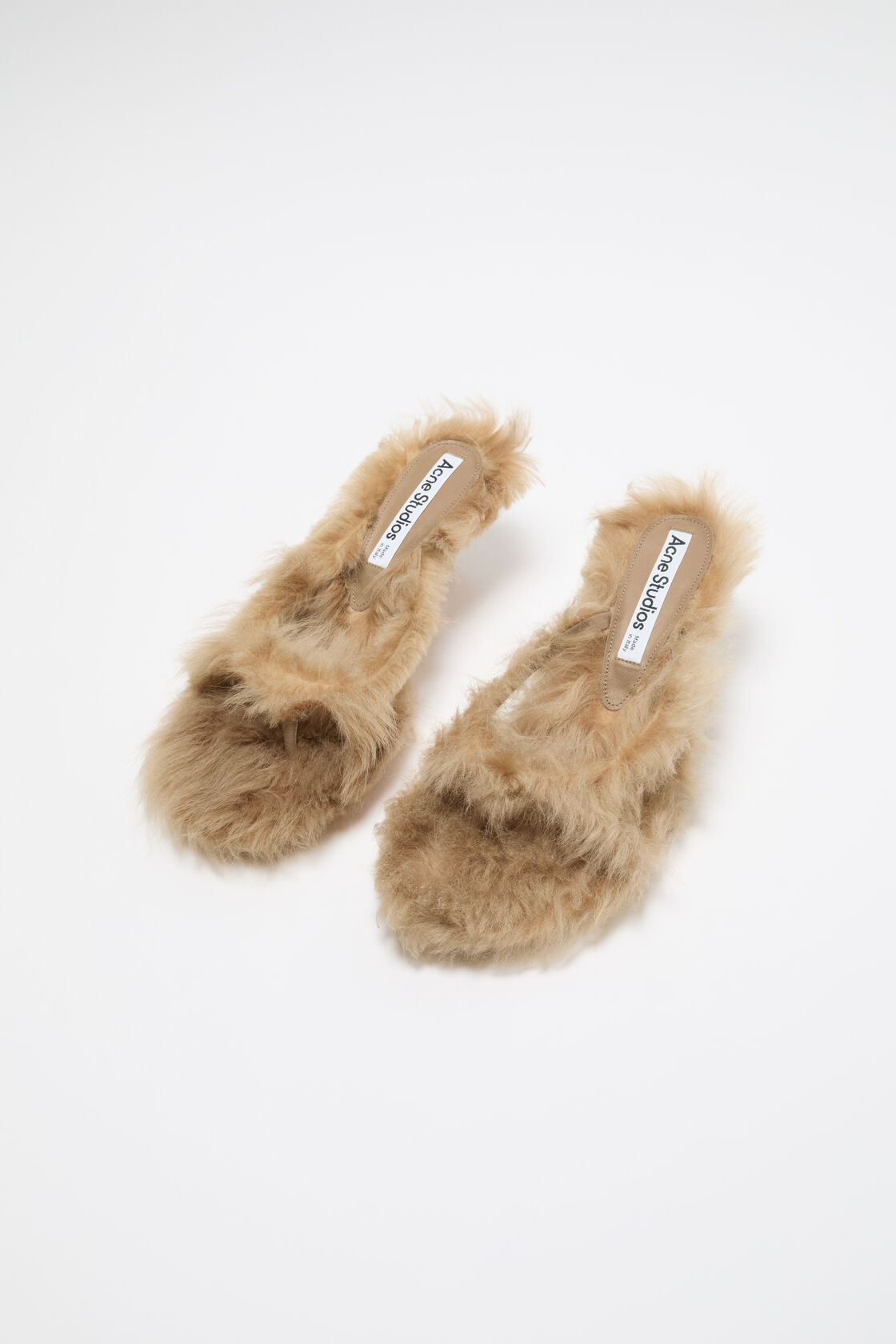 Furry kitten heel sandals, Biscuit beige, 2000x