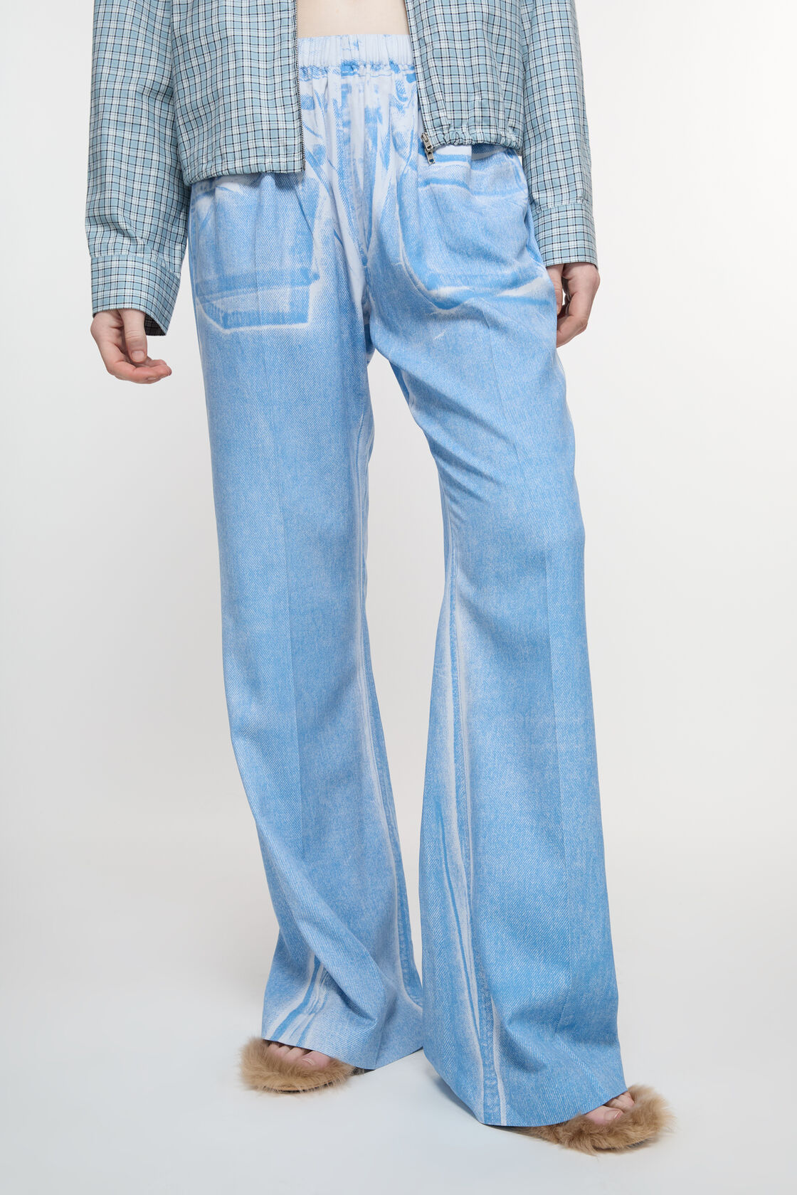 Legere Hose mit Print, Hellblau, 2000x