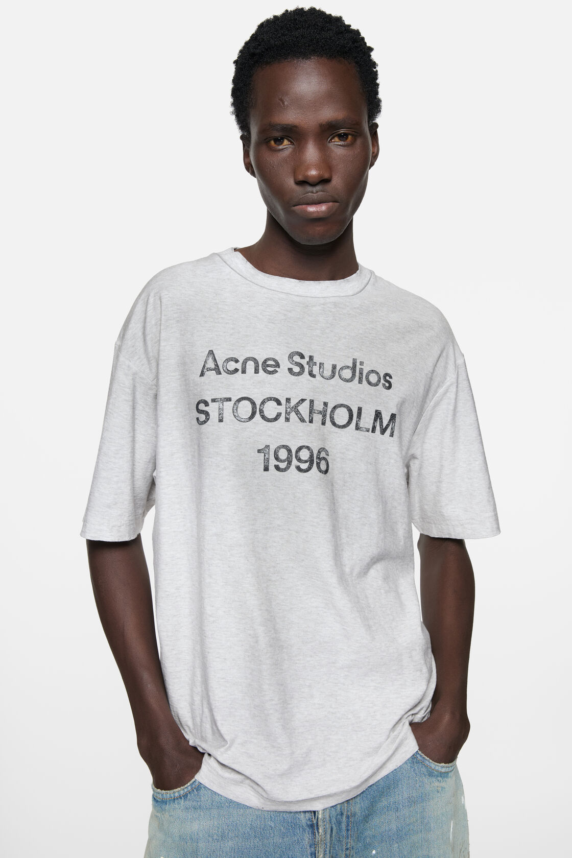 Sprayed logo t-shirt, Pale Grey Melange, 2000x