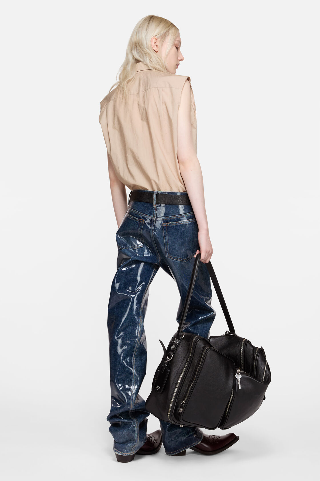 Sleeveless silk blouse, Powder pink, 2000x