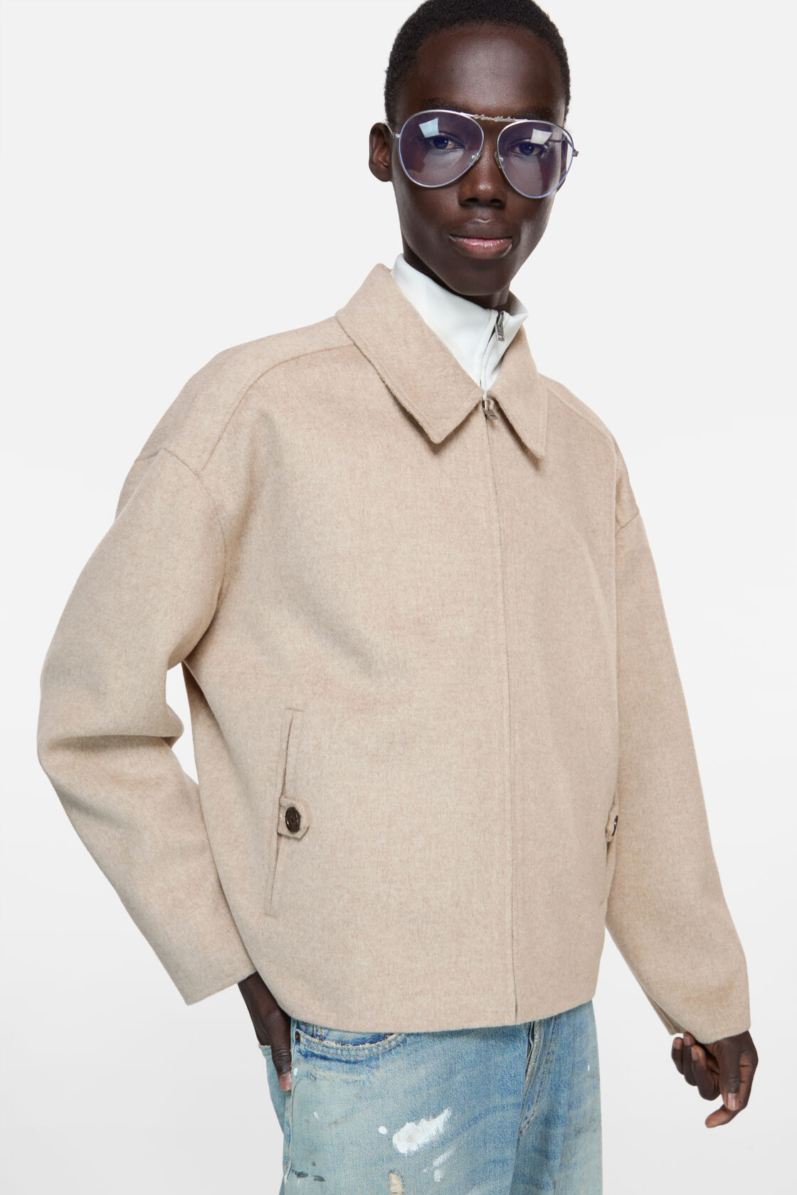 Cashmere jacket, Oatmeal melange, 2000x