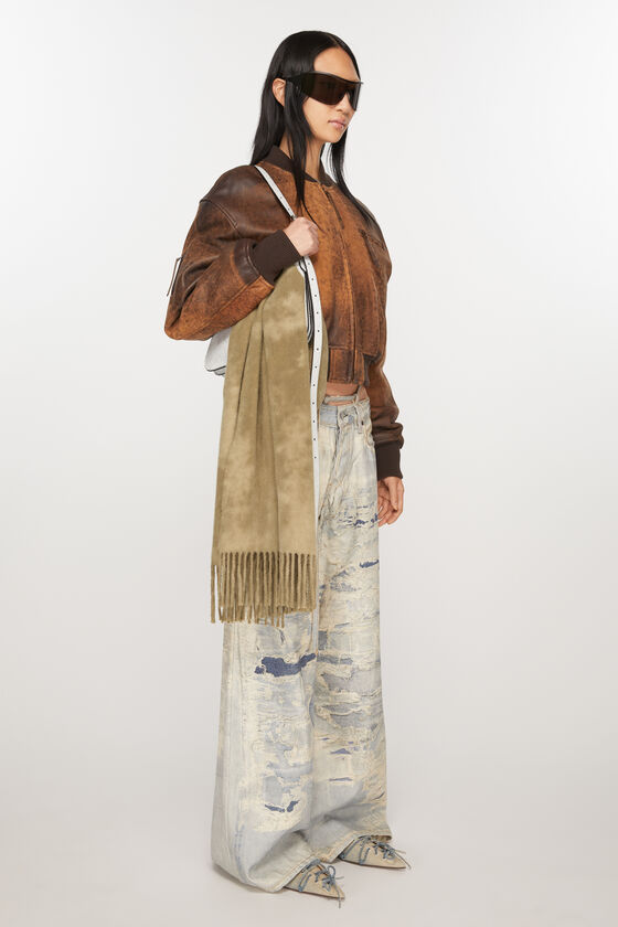 Acne Studios - Schmaler Wollschal in Batik-Optik - Khakigrün