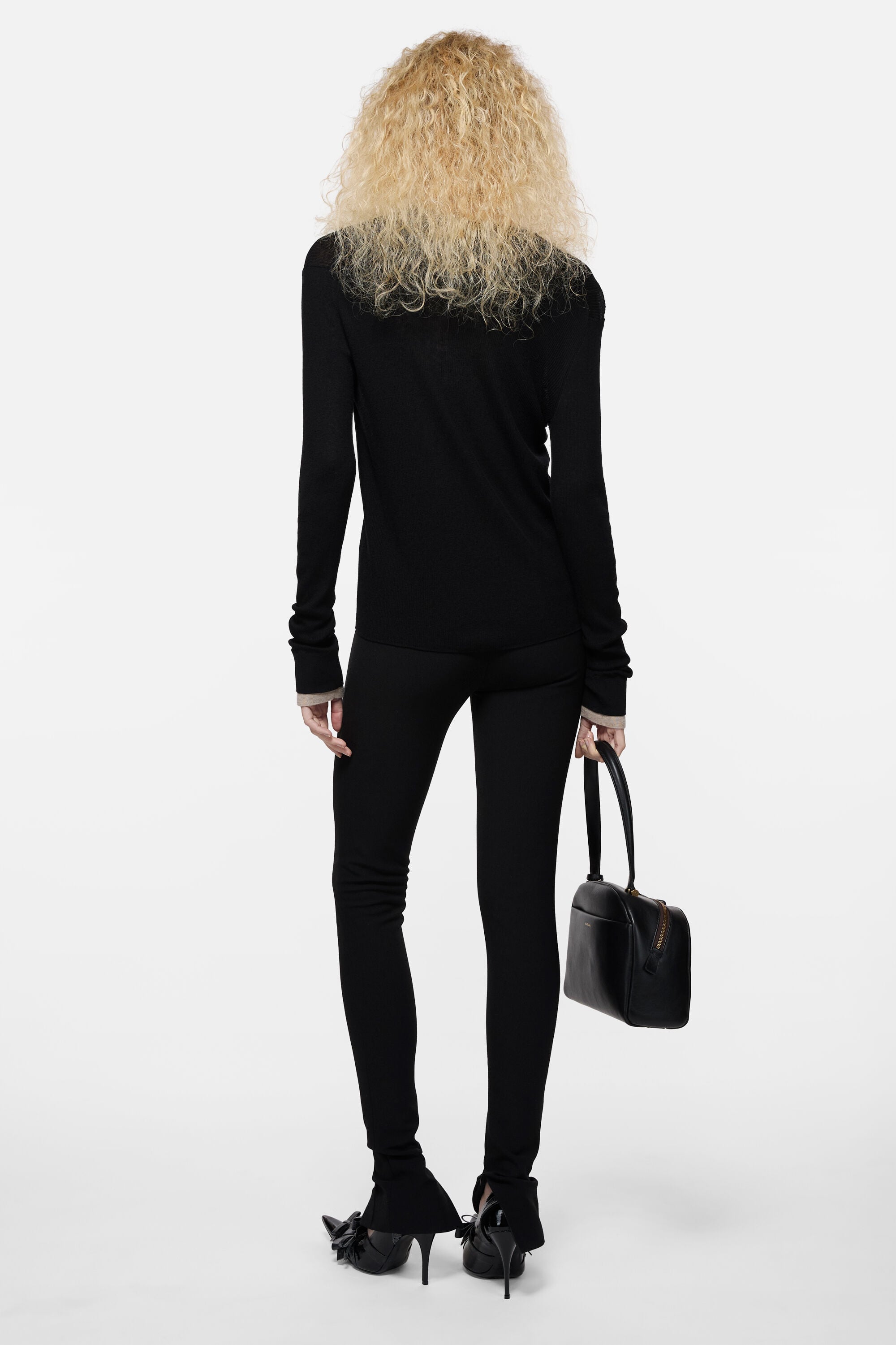 Acne Studios - Layered silk-wool cardigan - Black/beige