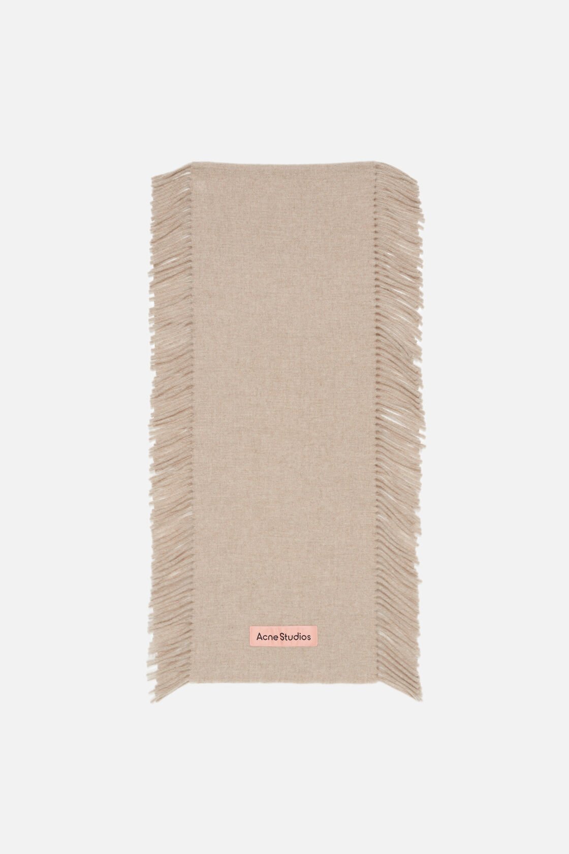 Fringe wool scarf, Oatmeal melange, 2000x