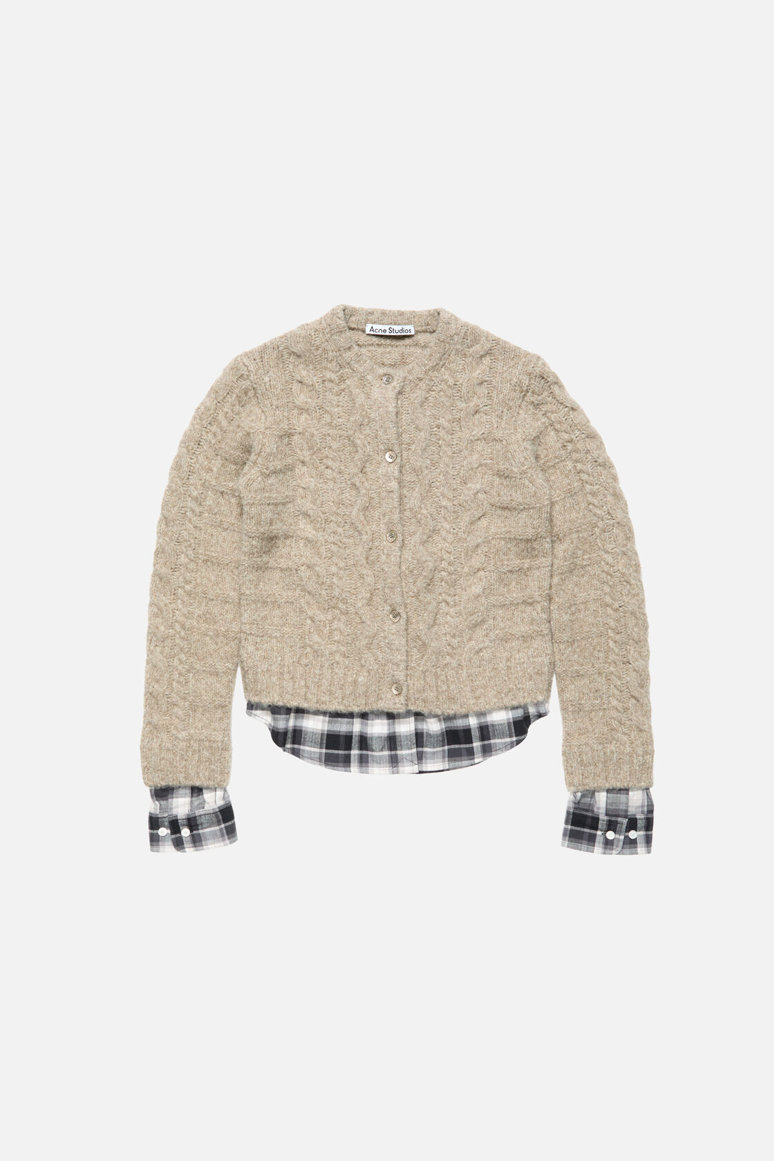 Cable knit cardigan, Medium beige, 2000x