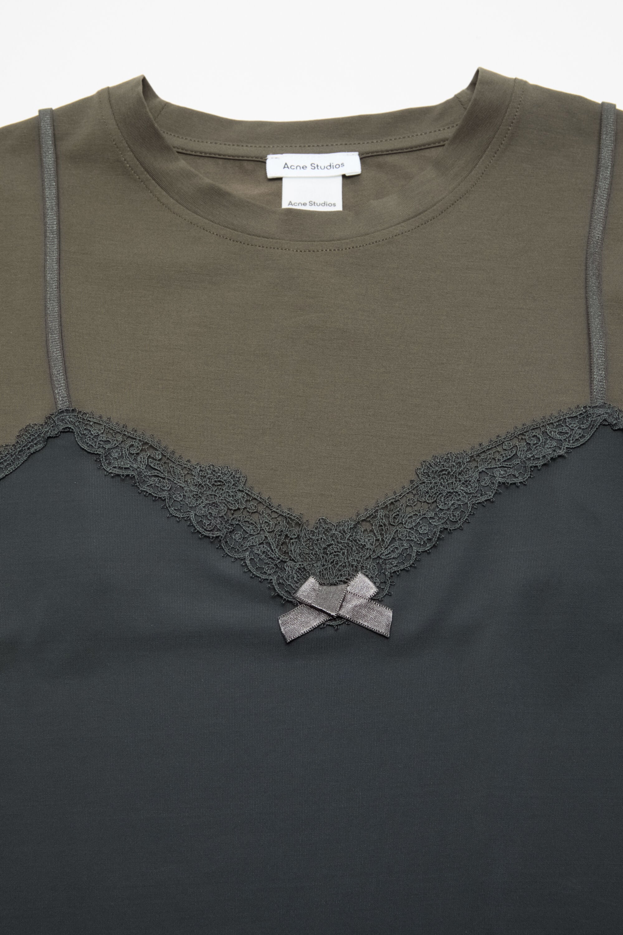 Acne Studios - レイヤードレースTシャツ - グレー/アンスラサイト