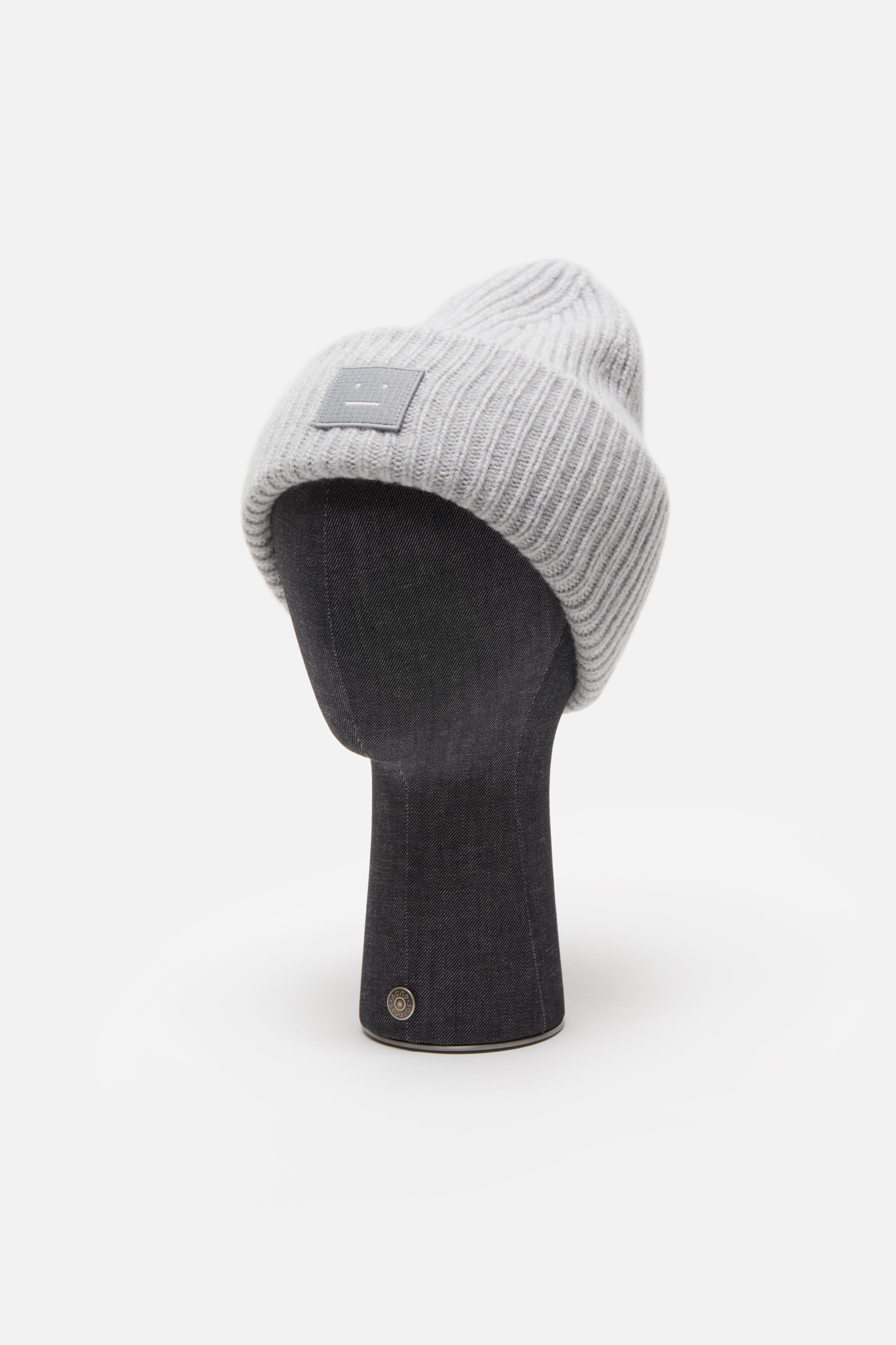 Acne Studios - Large face logo beanie - Yak - Light grey