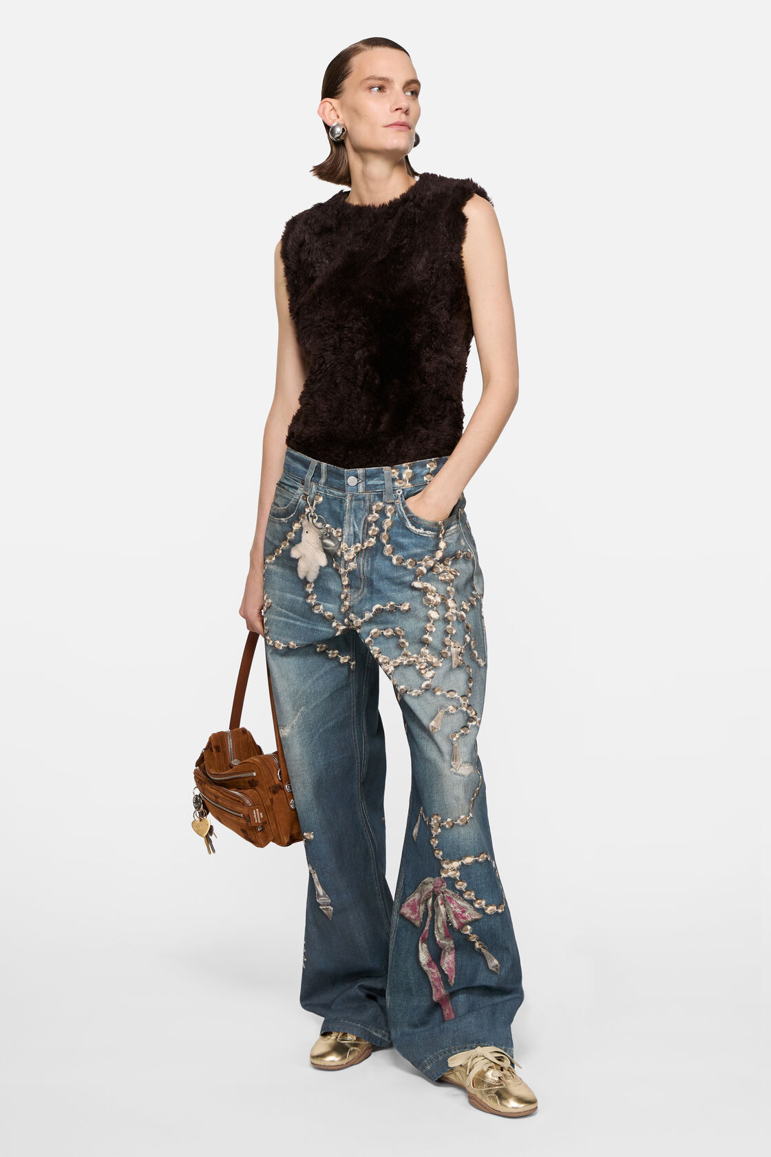 Lace-up leather shoes, Gold, 2000x