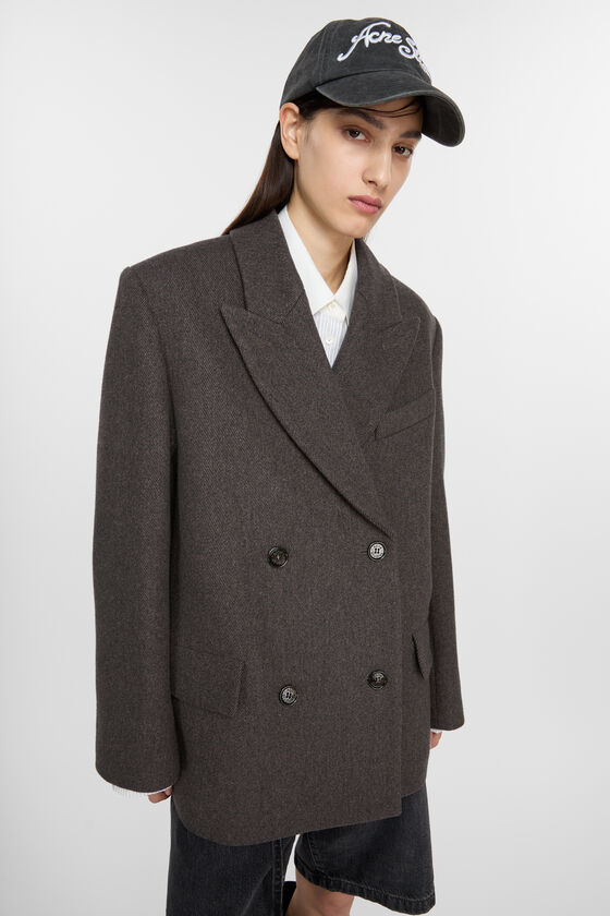 Acne Studios - ダブルブレストツイルジャケット - ブラウンメランジ