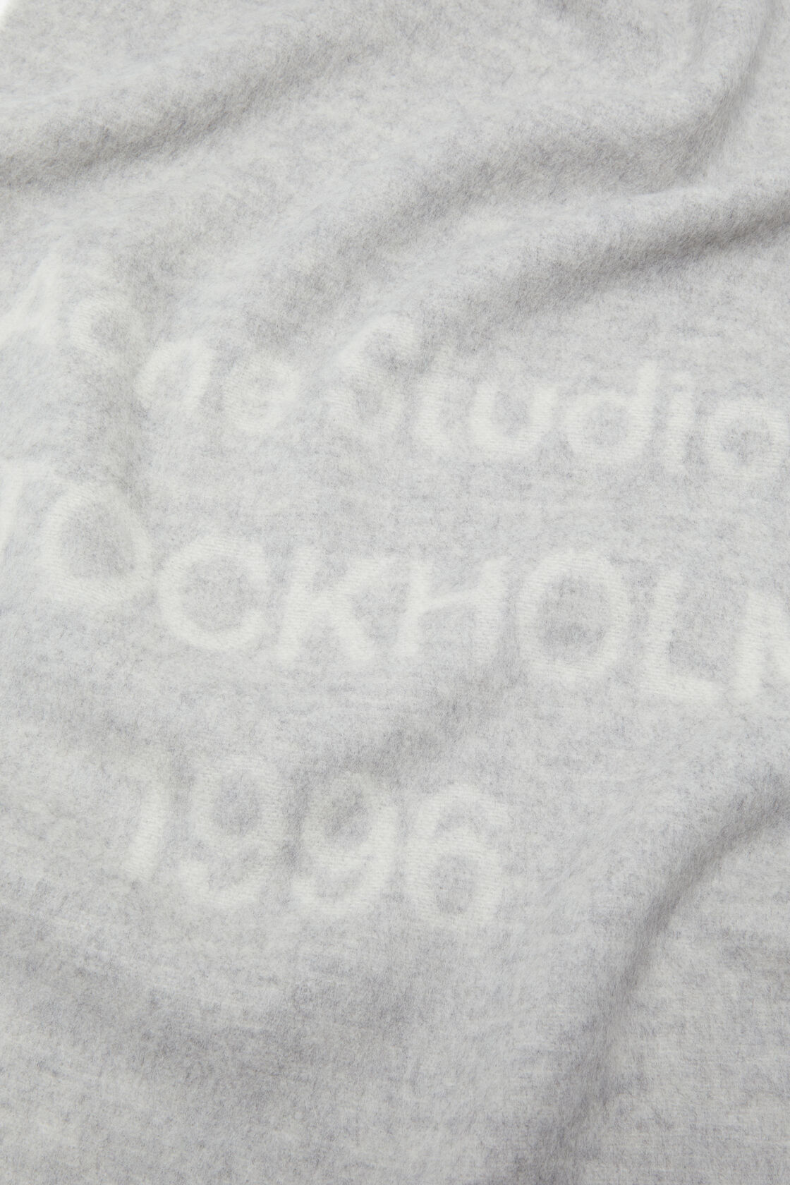 로고 울 스카프, 라이트 그레이 멜란지 / 화이트, 2000x