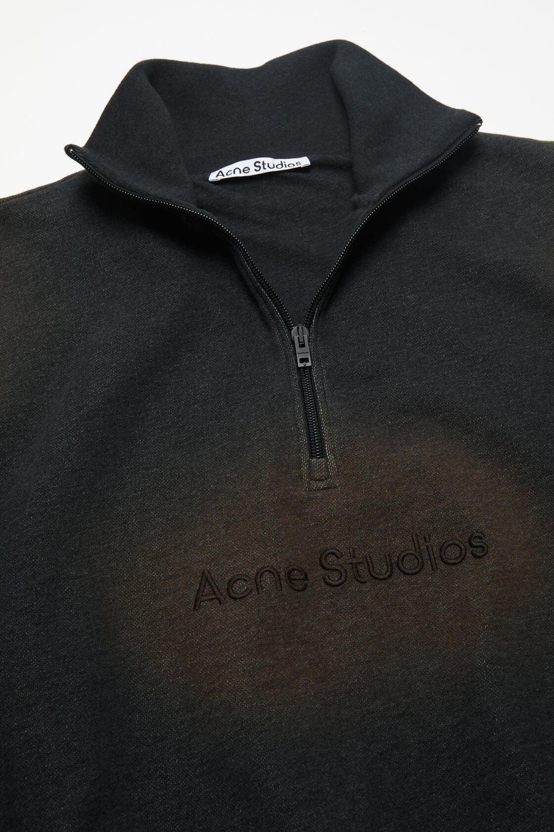 Acid Wash Half-Zip Sweatshirt, Dark Grey Melange, 2000x
