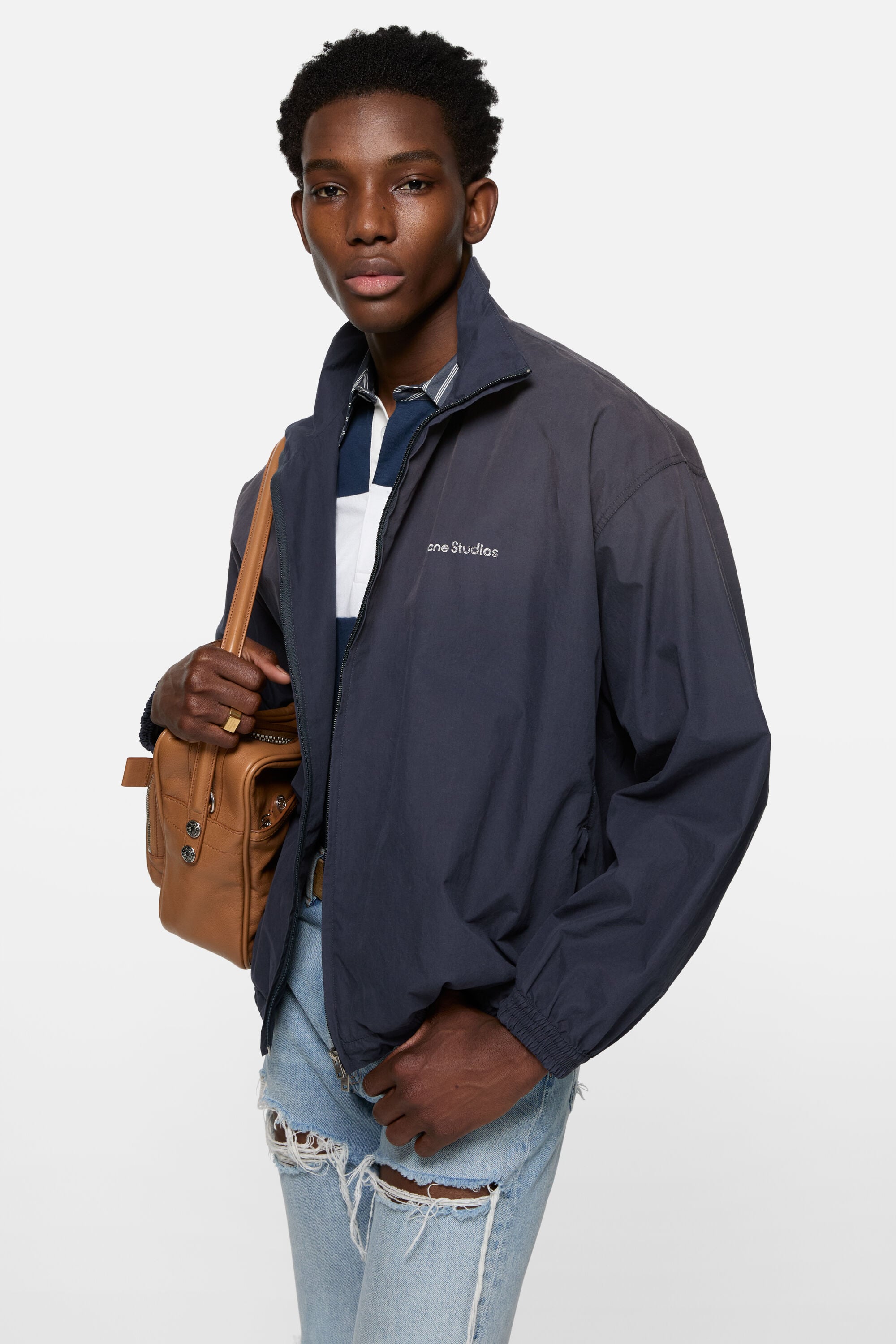 Acne Studios - Washed logo jacket - Navy