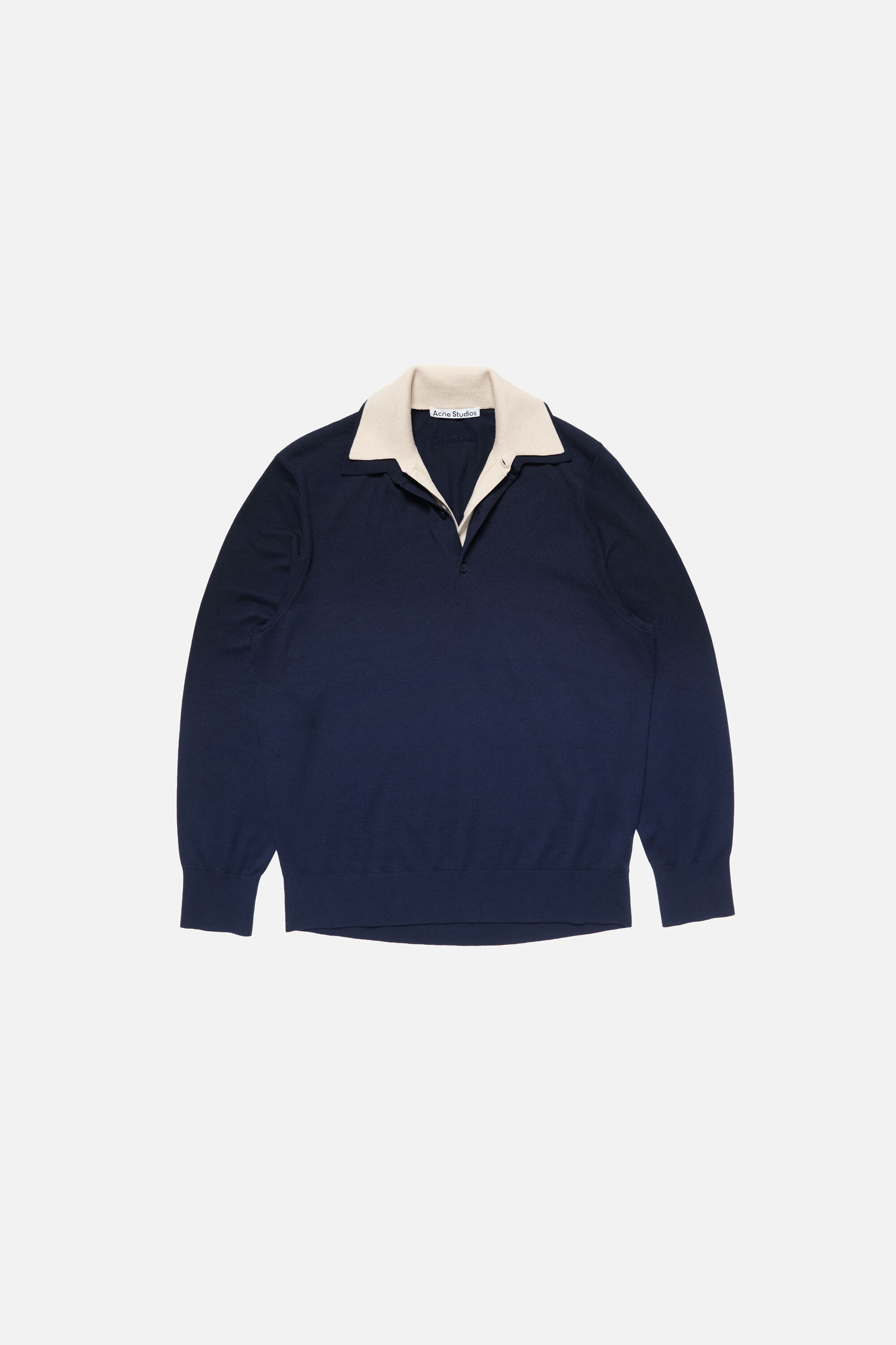 Acne Studios - Silk blend polo knit - Navy/beige