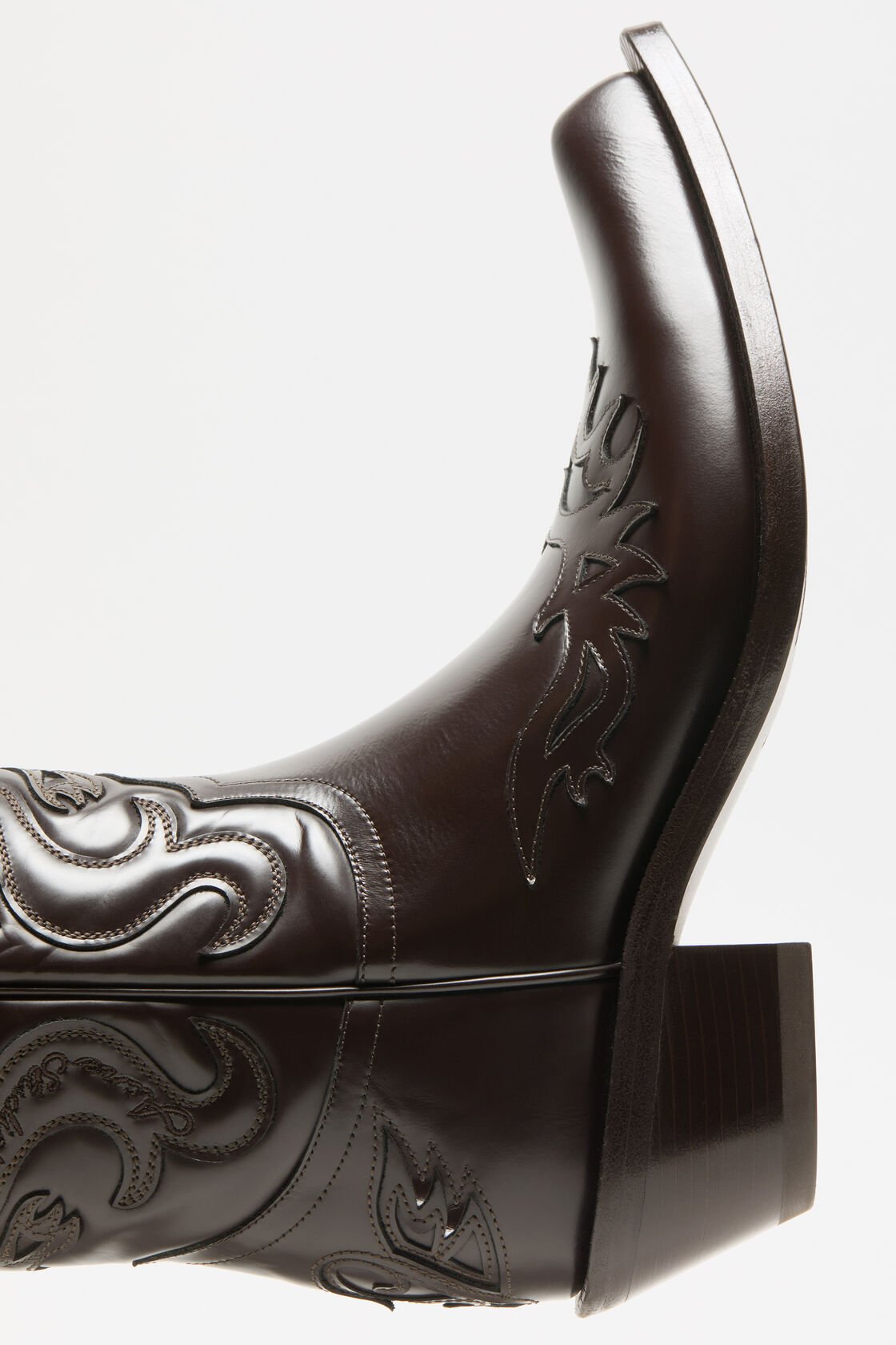 Pointy leather cowboy boot, Brown, 2000x