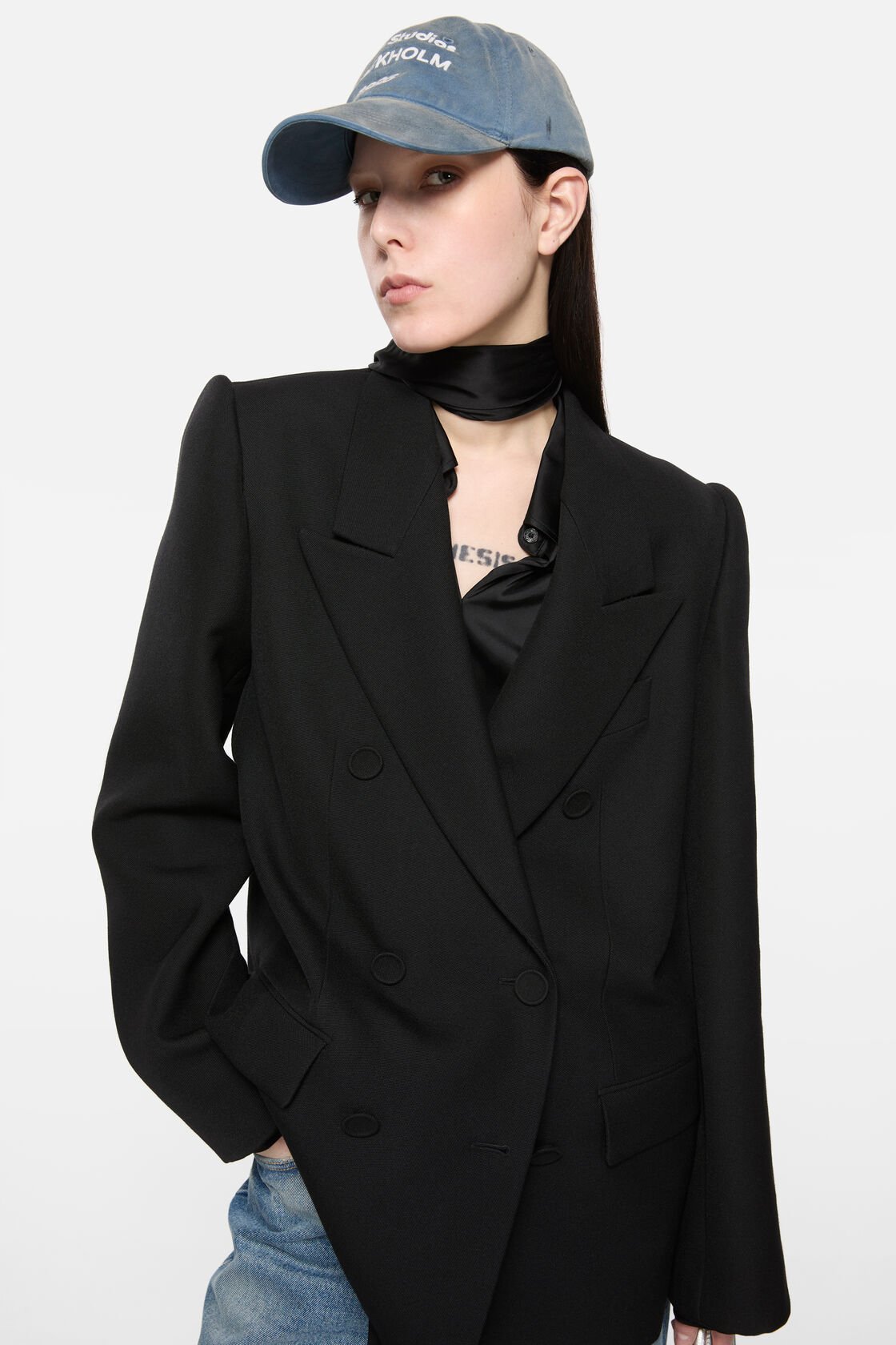 Double-breasted suit jacket, Black, 2000x