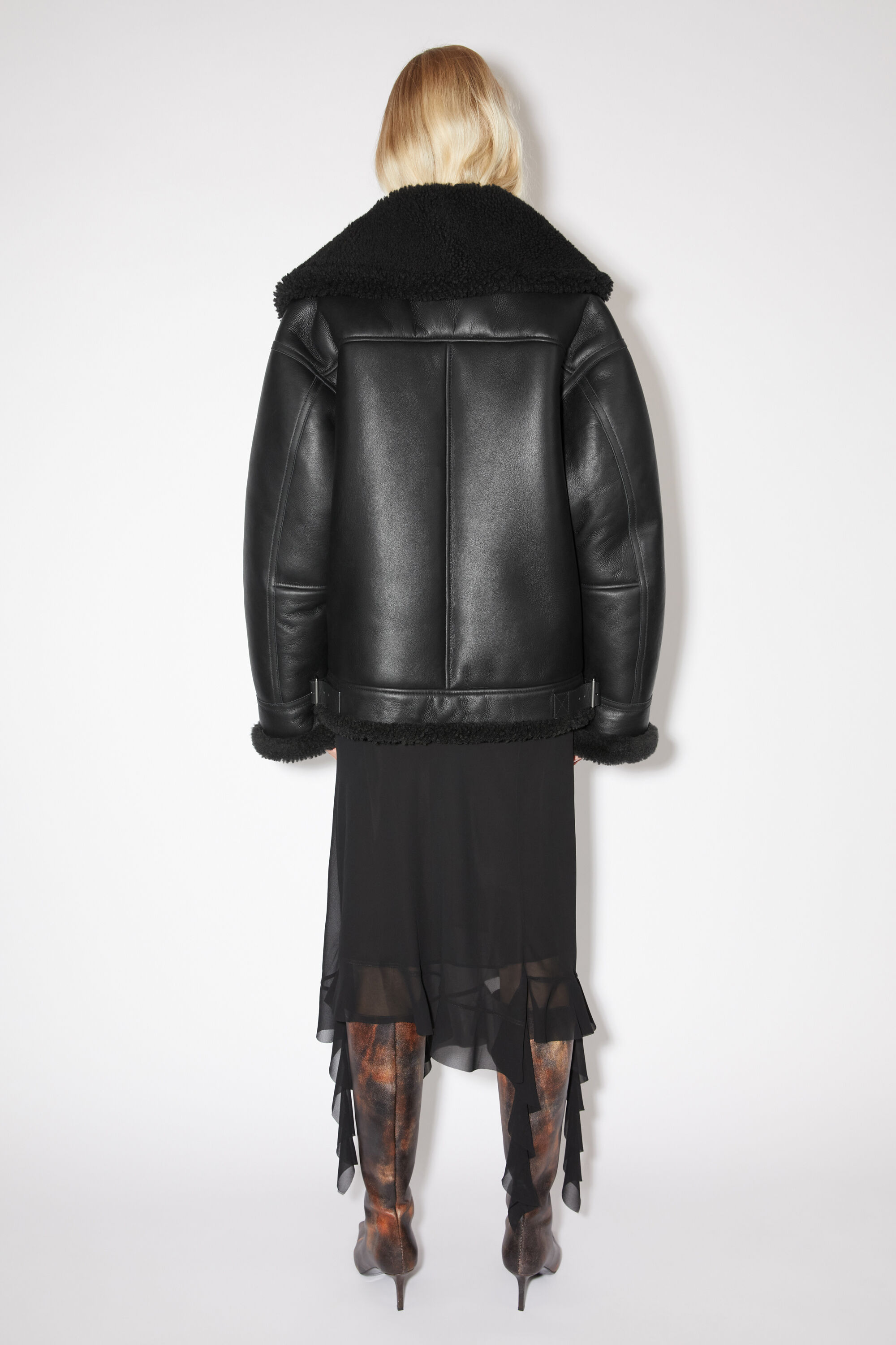 아크네 스튜디오 Acne Studios Leather shearling jacket - Black/black