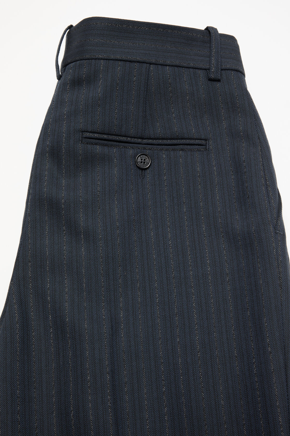 Pinstripe wool suit trousers, Black/Teal blue, 2000x