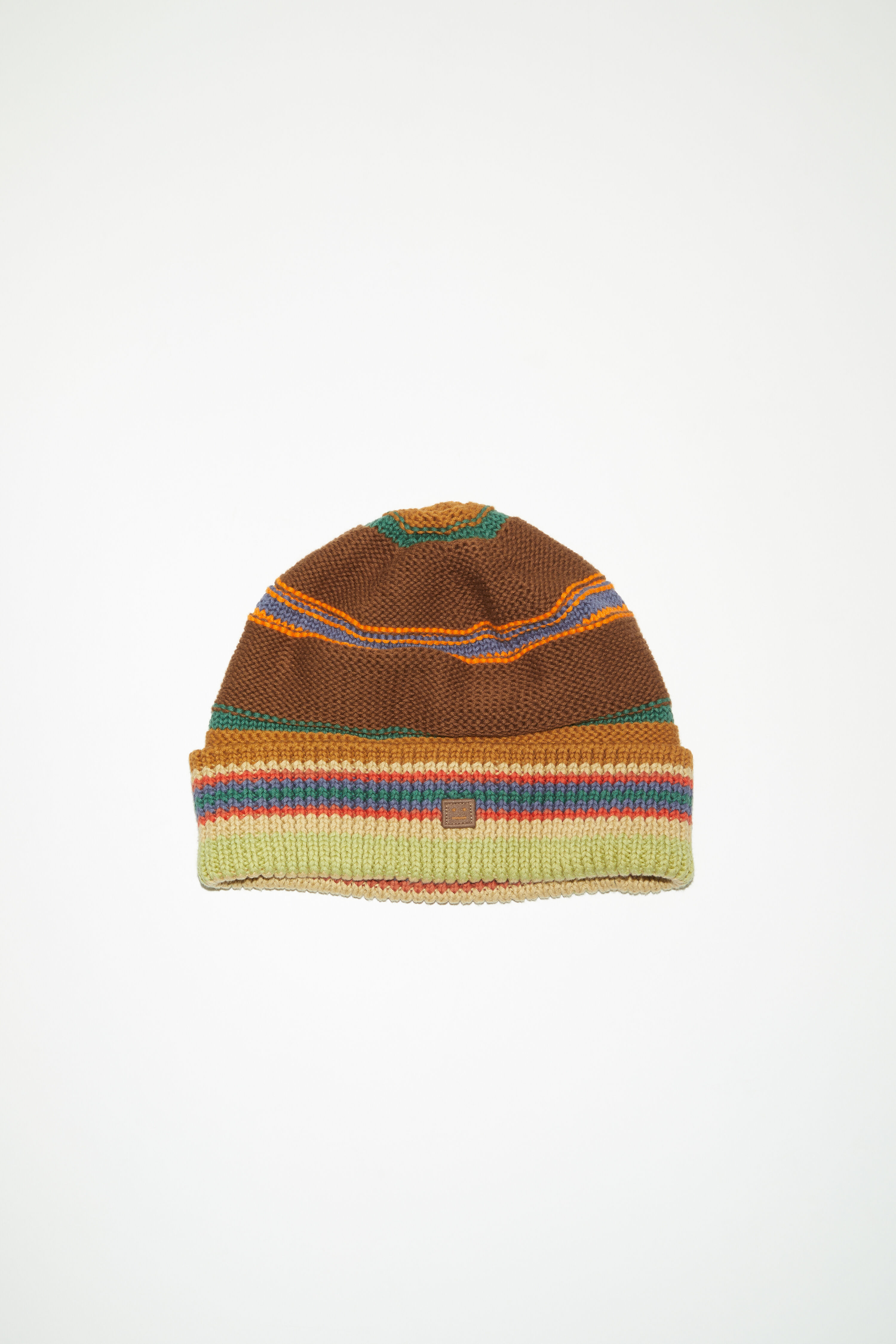 아크네 스튜디오 Acne Studios Stripe knit beanie - Cinnamon brown/multi