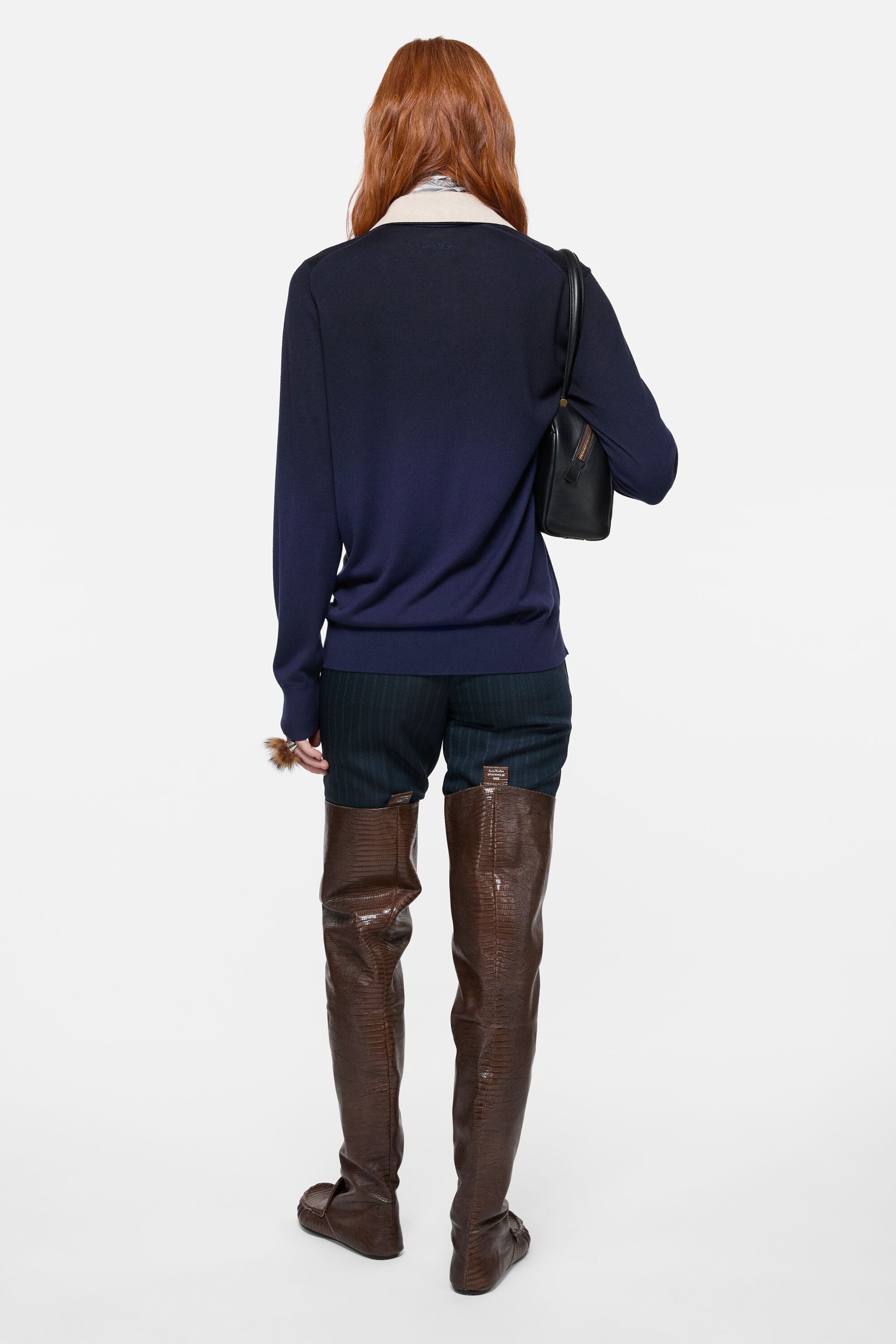 Acne Studios - シルクブレンドポロニット - ネイビー/ベージュ