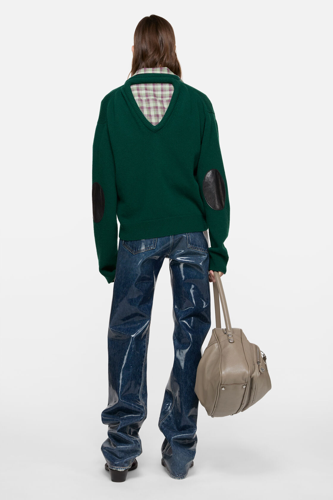 Wool jumper with cut-out, Dark green, 2000x