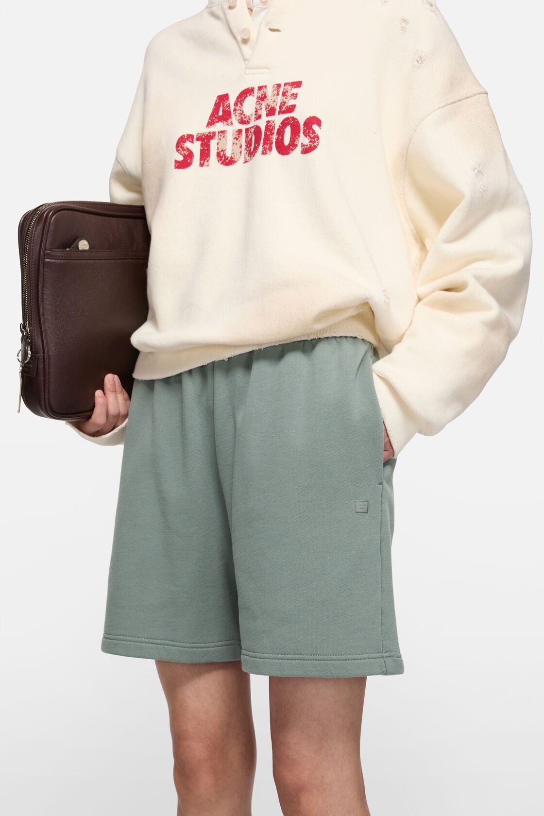 Fleece shorts, Stone grey, 2000x