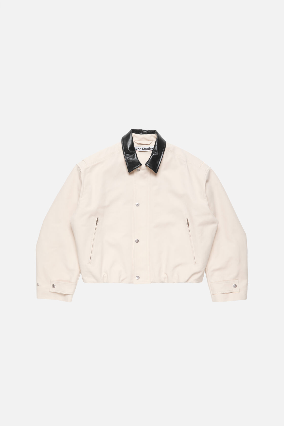 Bomber with leather collar, Light taupe, 2000x