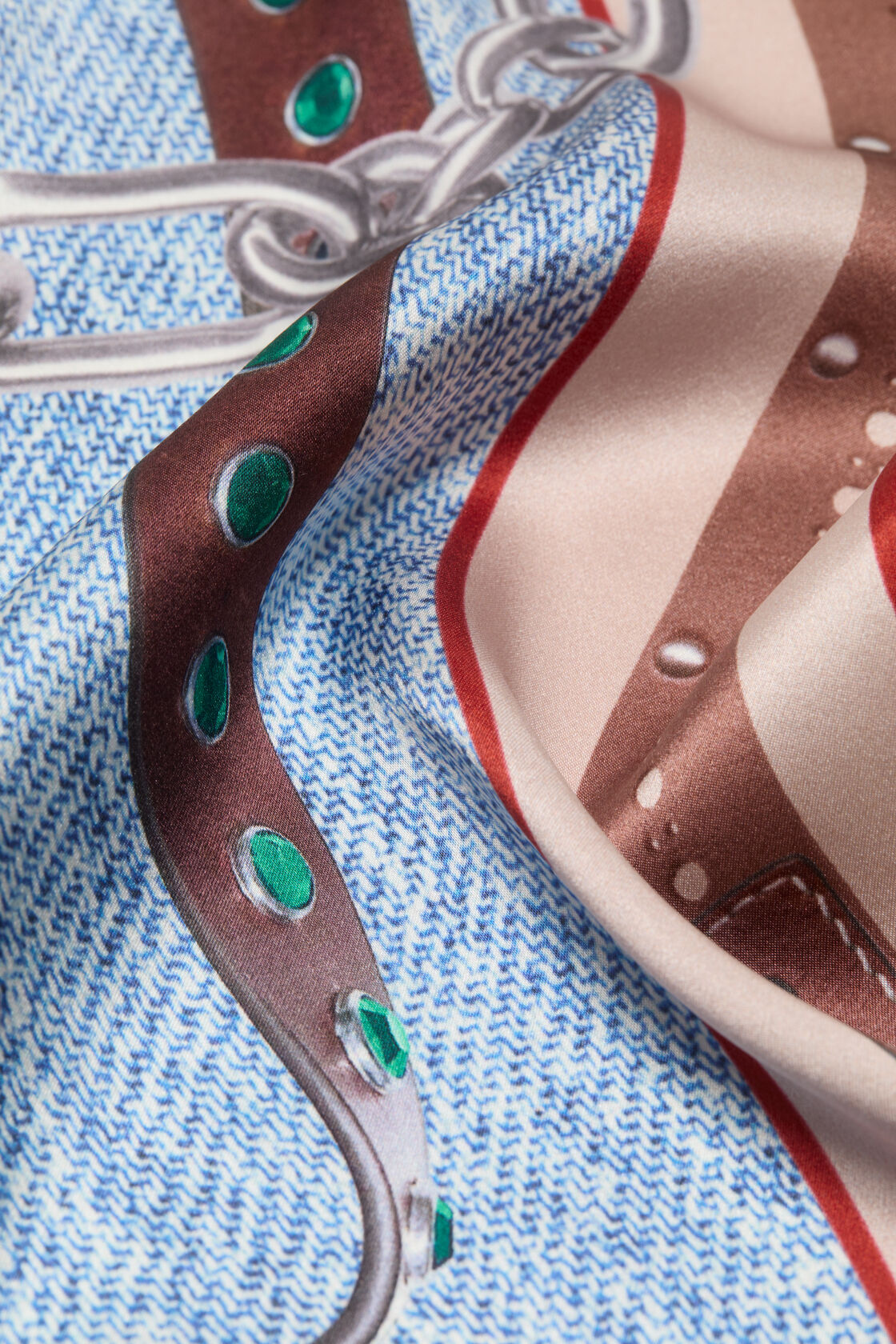 Printed silk scarf, Denim blue, 2000x