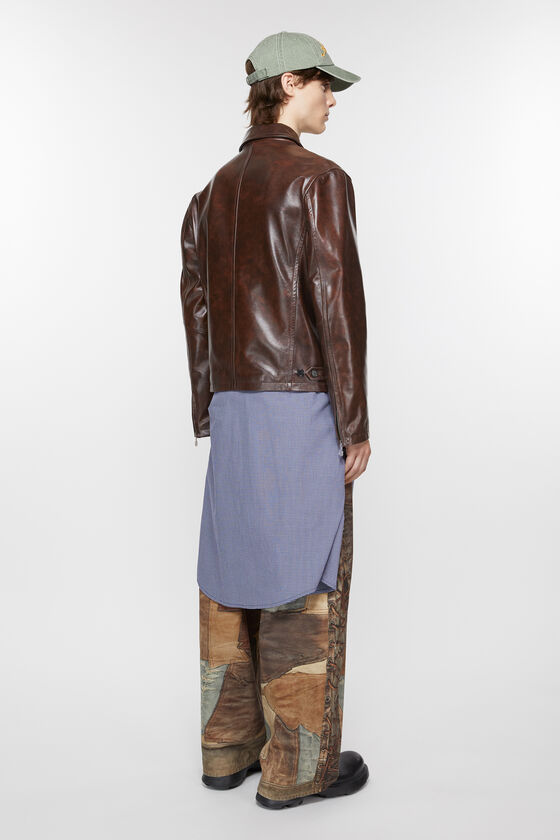 mystic フェイクレザージャケット 貧しく ブラウン 