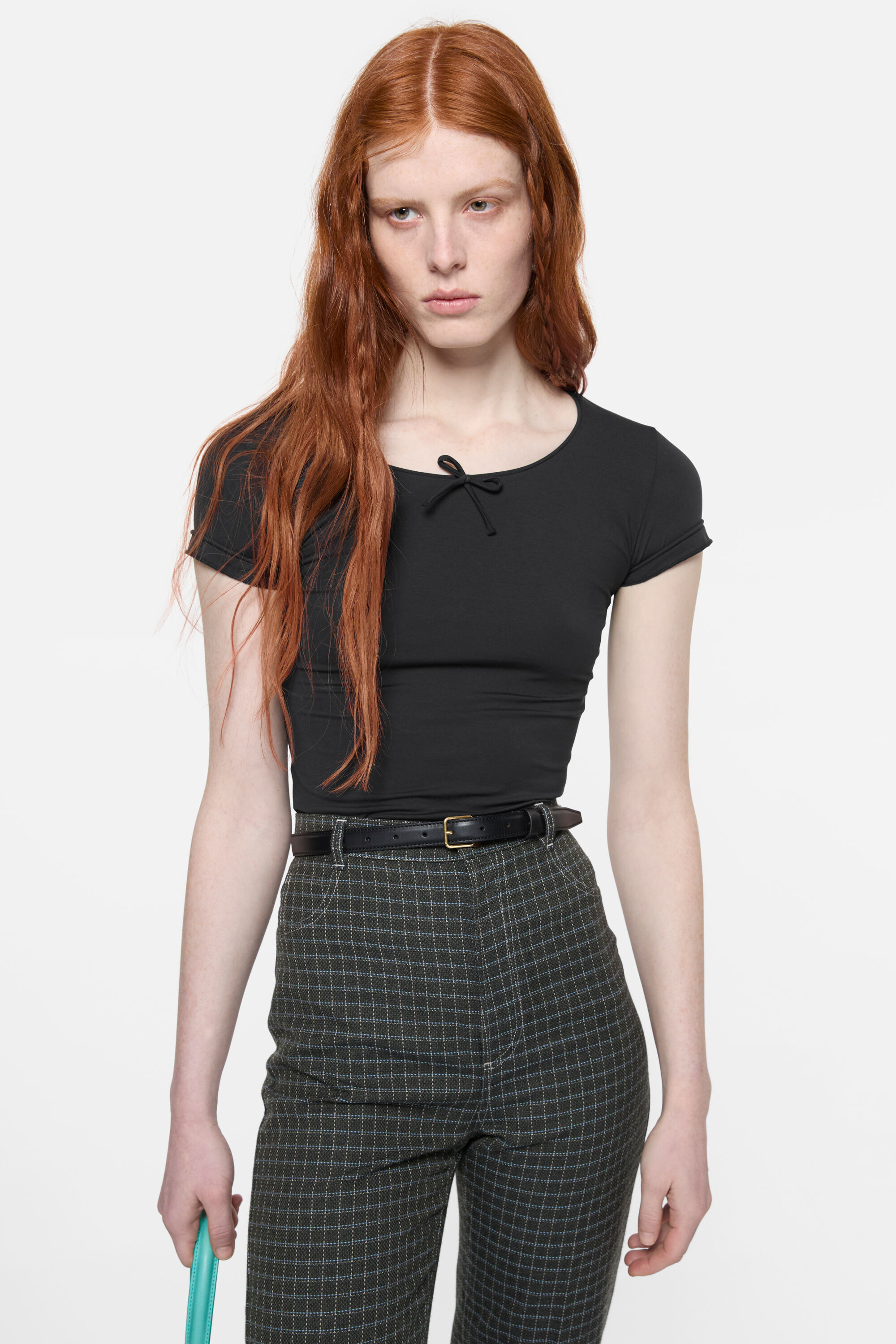 Acne Studios - Jersey t-shirt with bow - Black